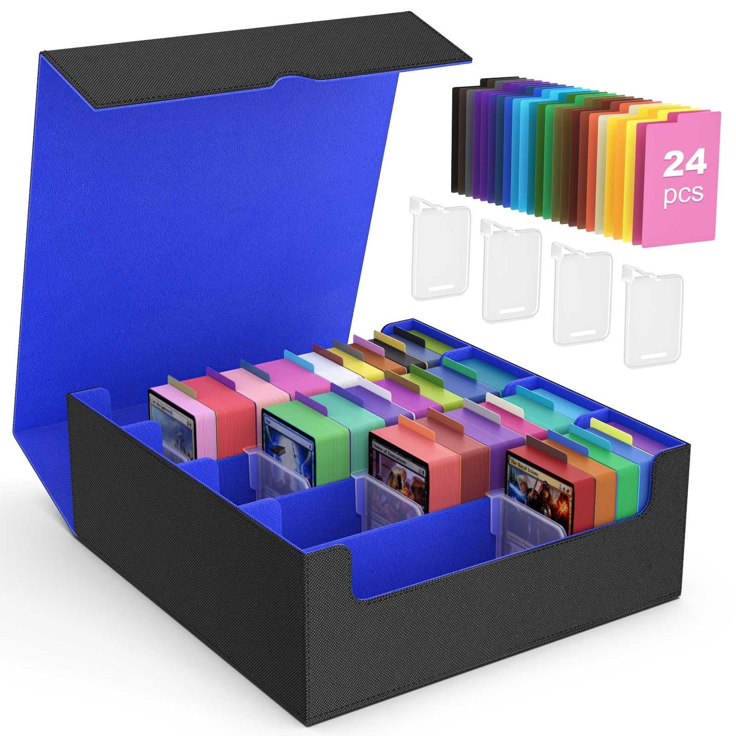 Aufbewahrungsbox für 3000 Sammelkarten, 4-row box, fits 3000+ sleeveless cards Schwarz+blau