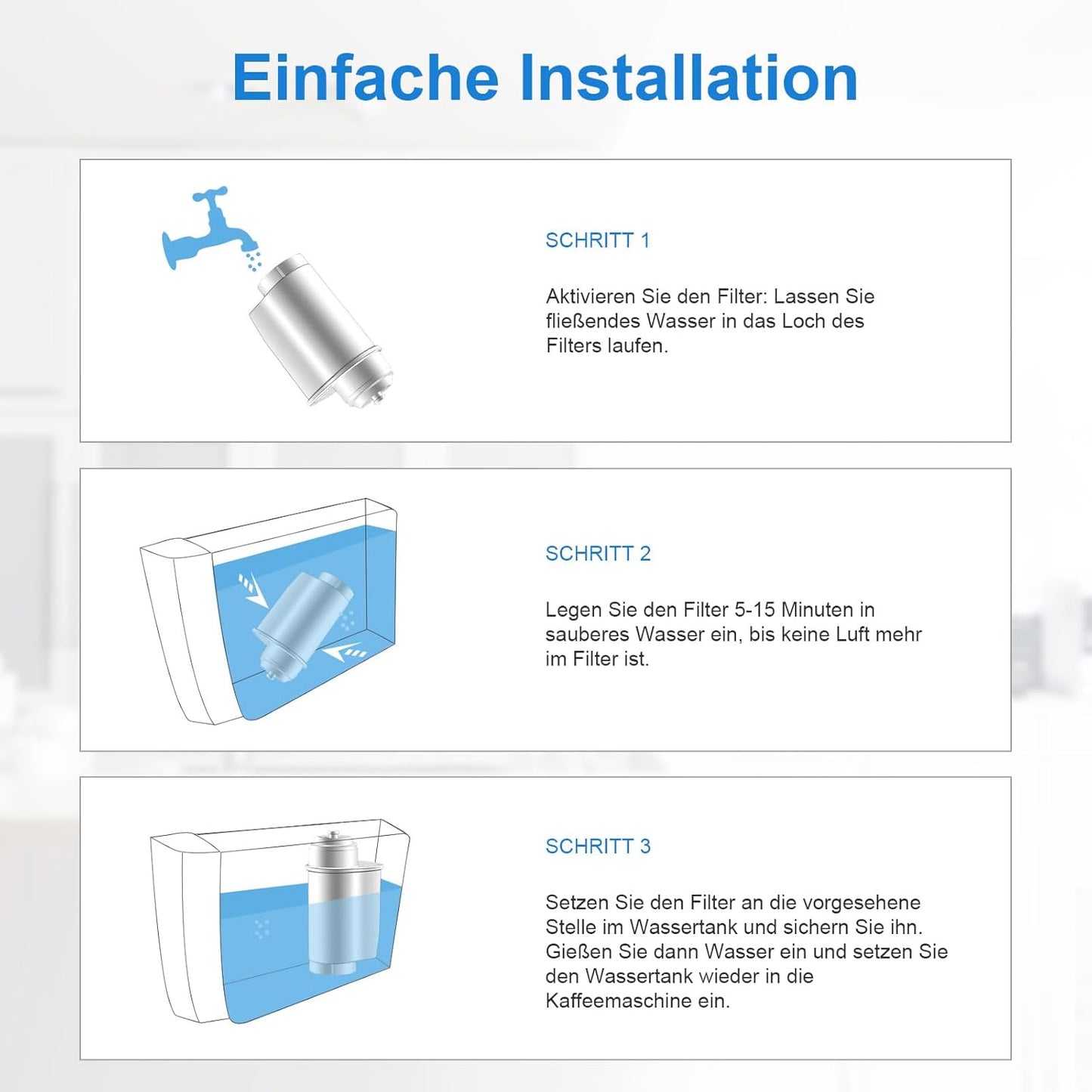 Ersatzwasserfilter für EQ Series Kaffeemaschinen (6 Stück), 6