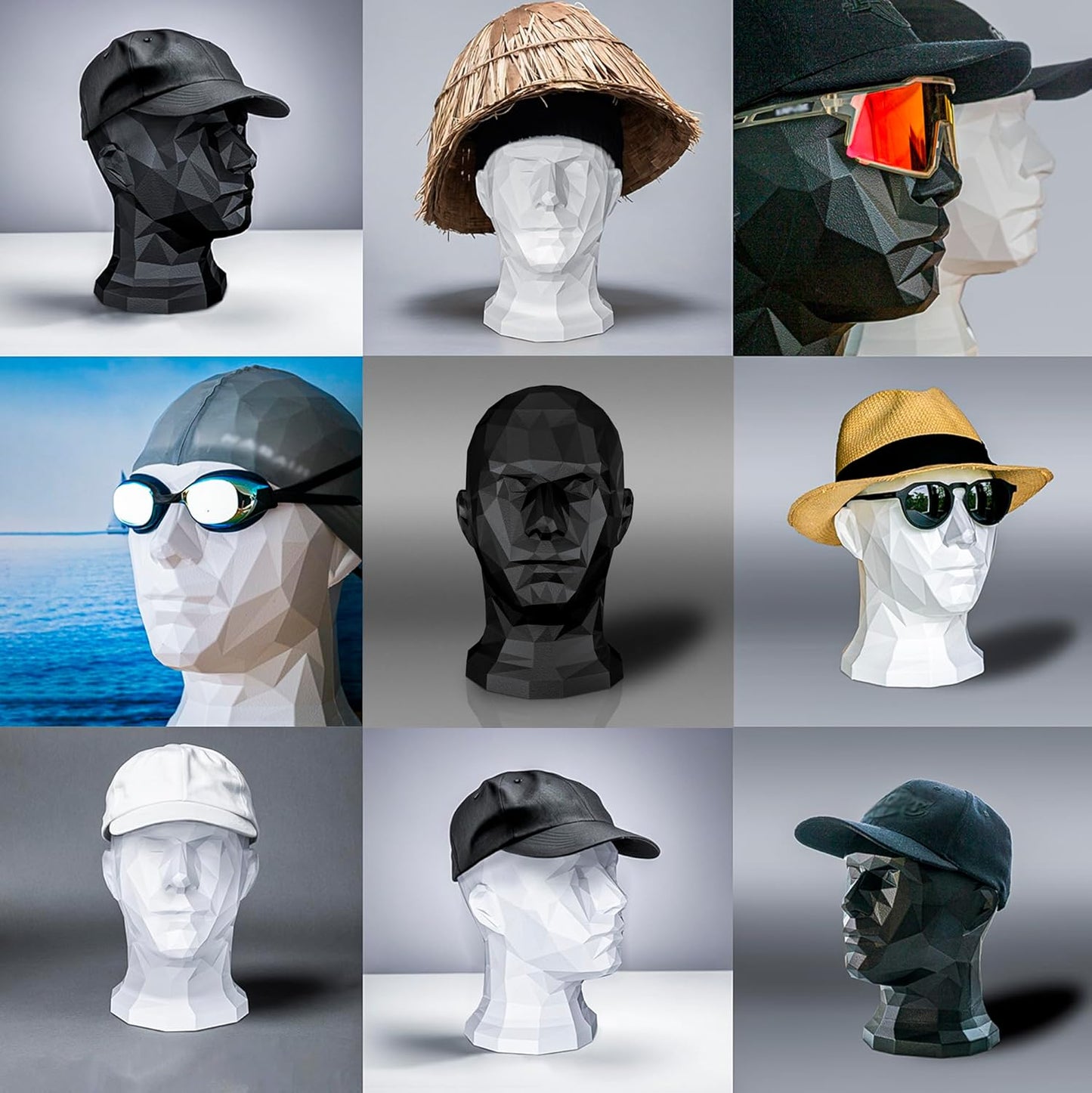 Deko-Mannequin Kopf für Helme und Brillen, Schwarz