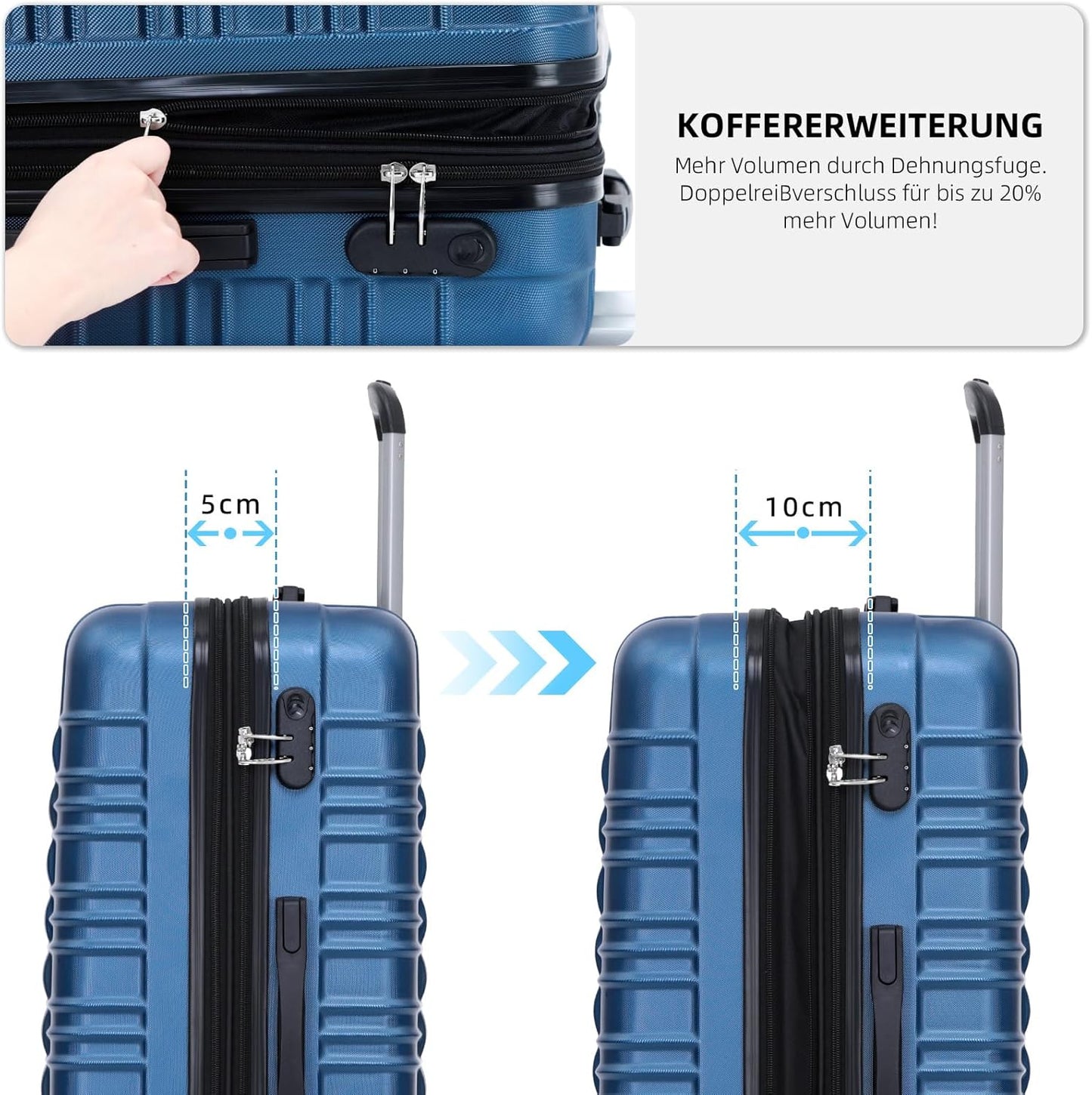 Hartschalen-Trolley Koffer 2088, Blau ; M
