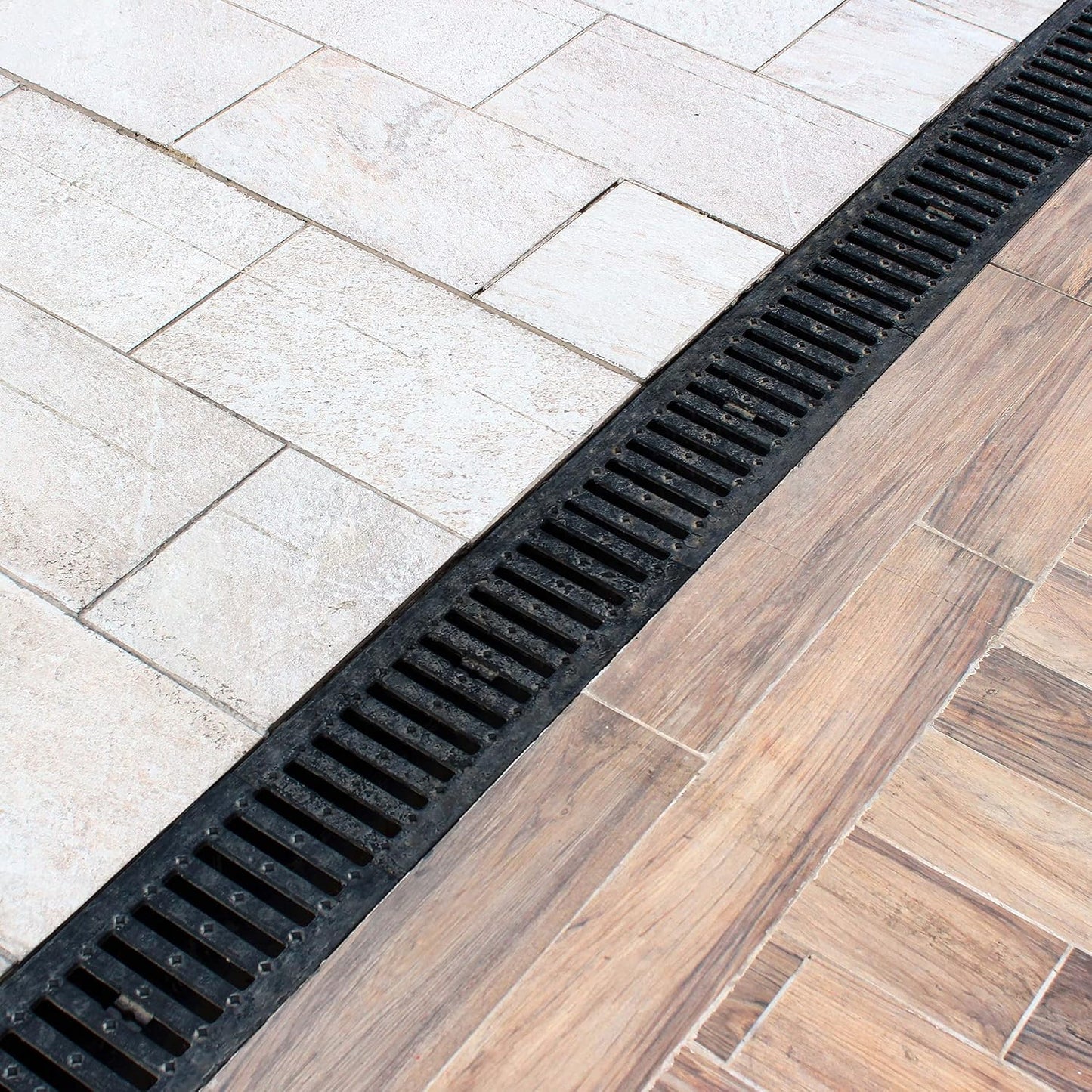 Entwässerungsrinne mit Gusseisenrost, Gusseisen 2x 1 m, 12,5 t