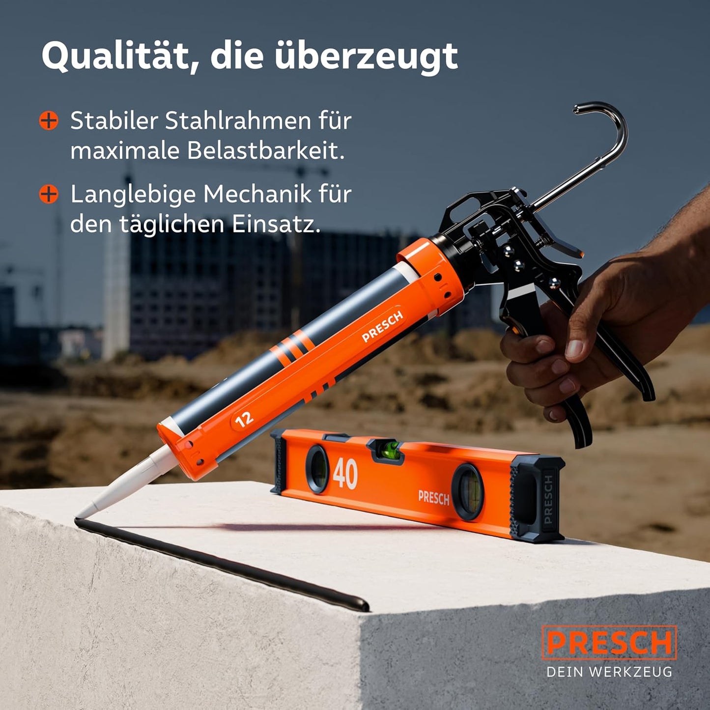 Kartuschenpresse mit 360° Drehfunktion & Nachlaufstopp, 12:1 mit Nachlaufstopp