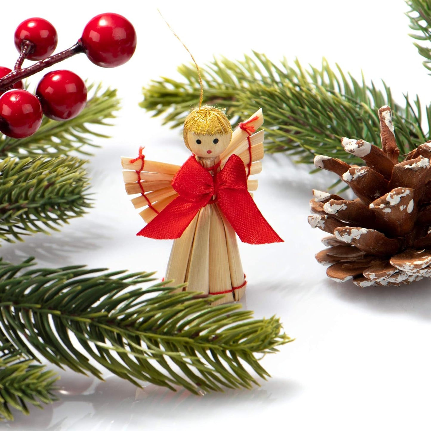 Strohsterne Christbaumschmuck-Set, Gold