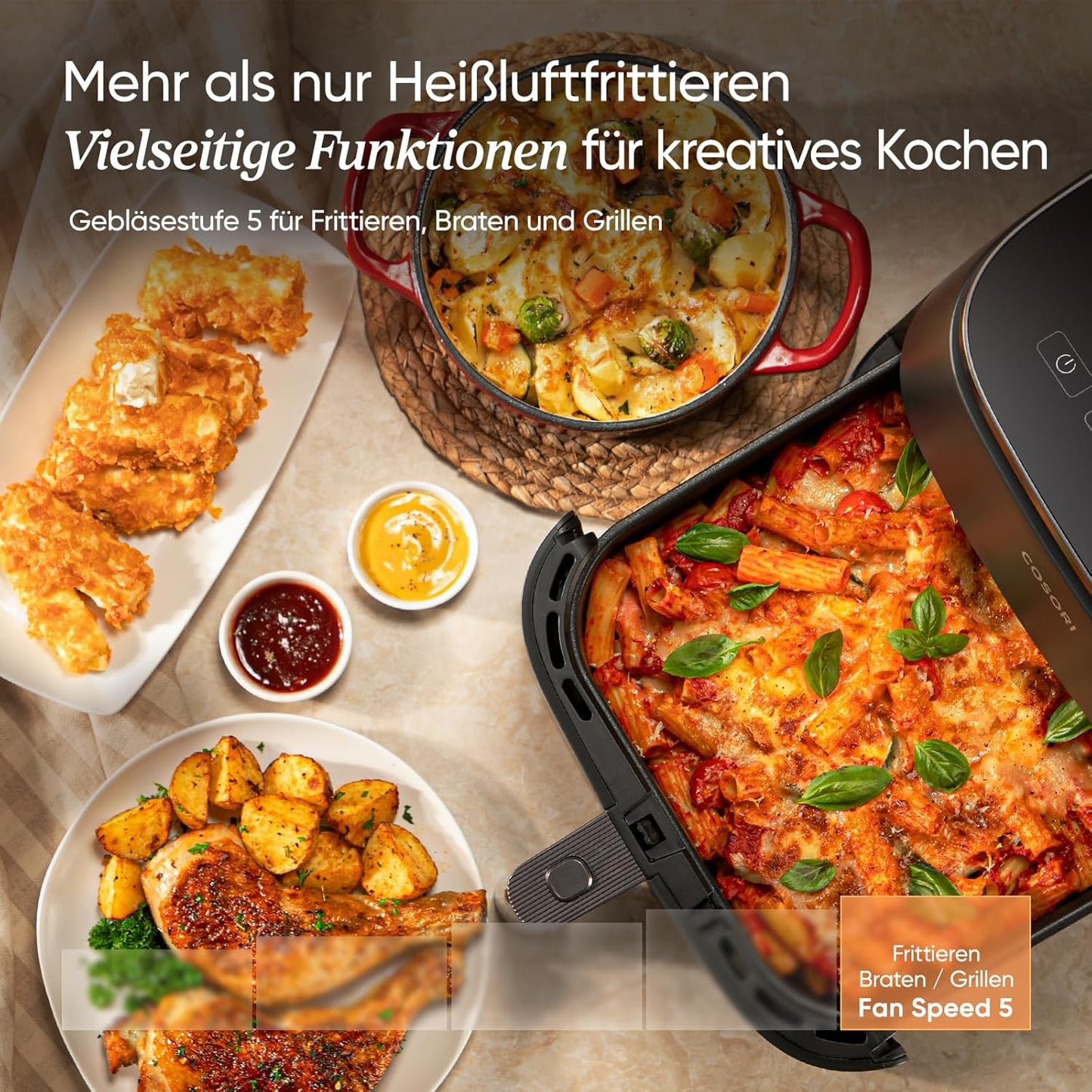 9-in-1 TurboBlaze Airfryer, Dunkelgrau, Turbo Blaze