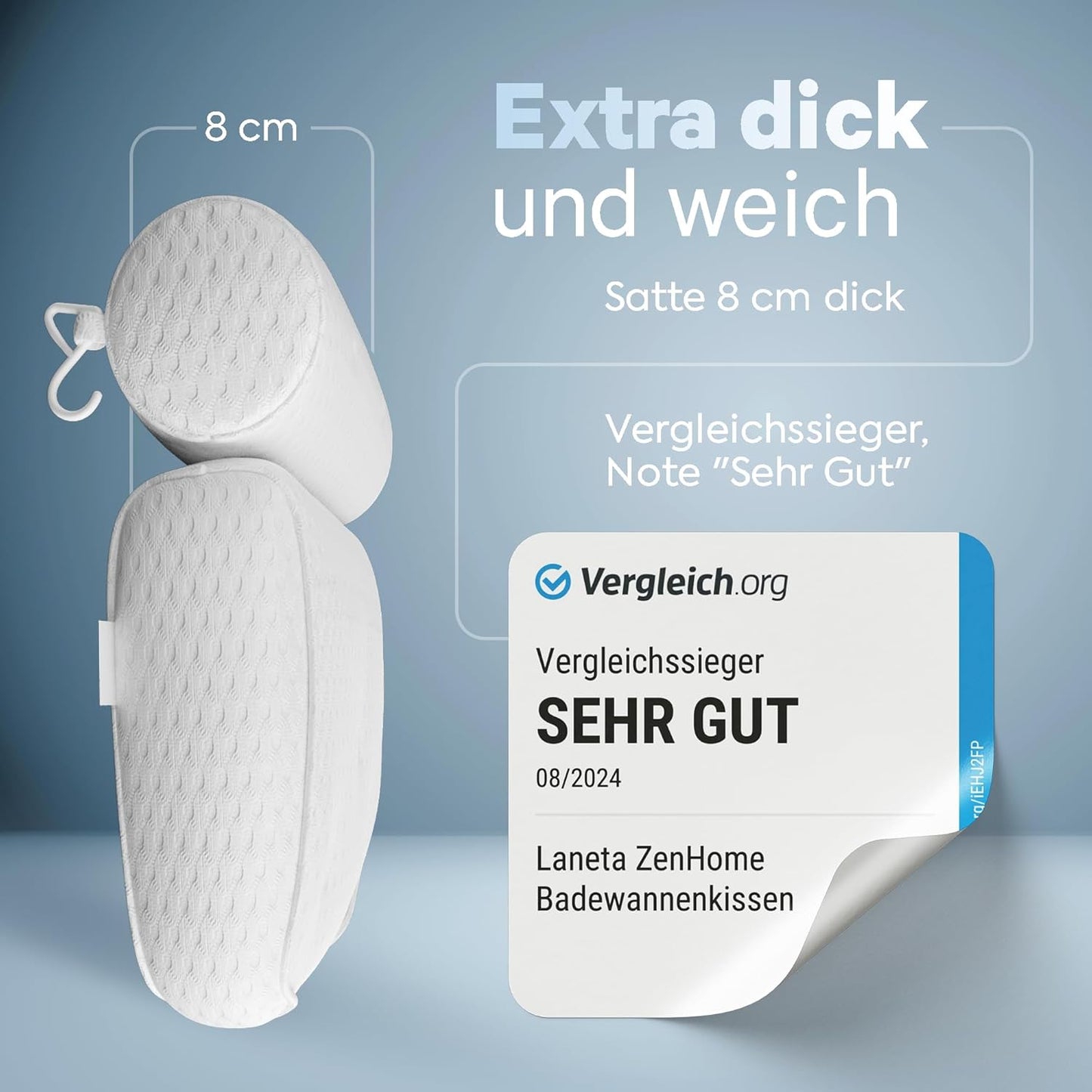 Ergonomisches Badewannenkissen, Weiss-5d