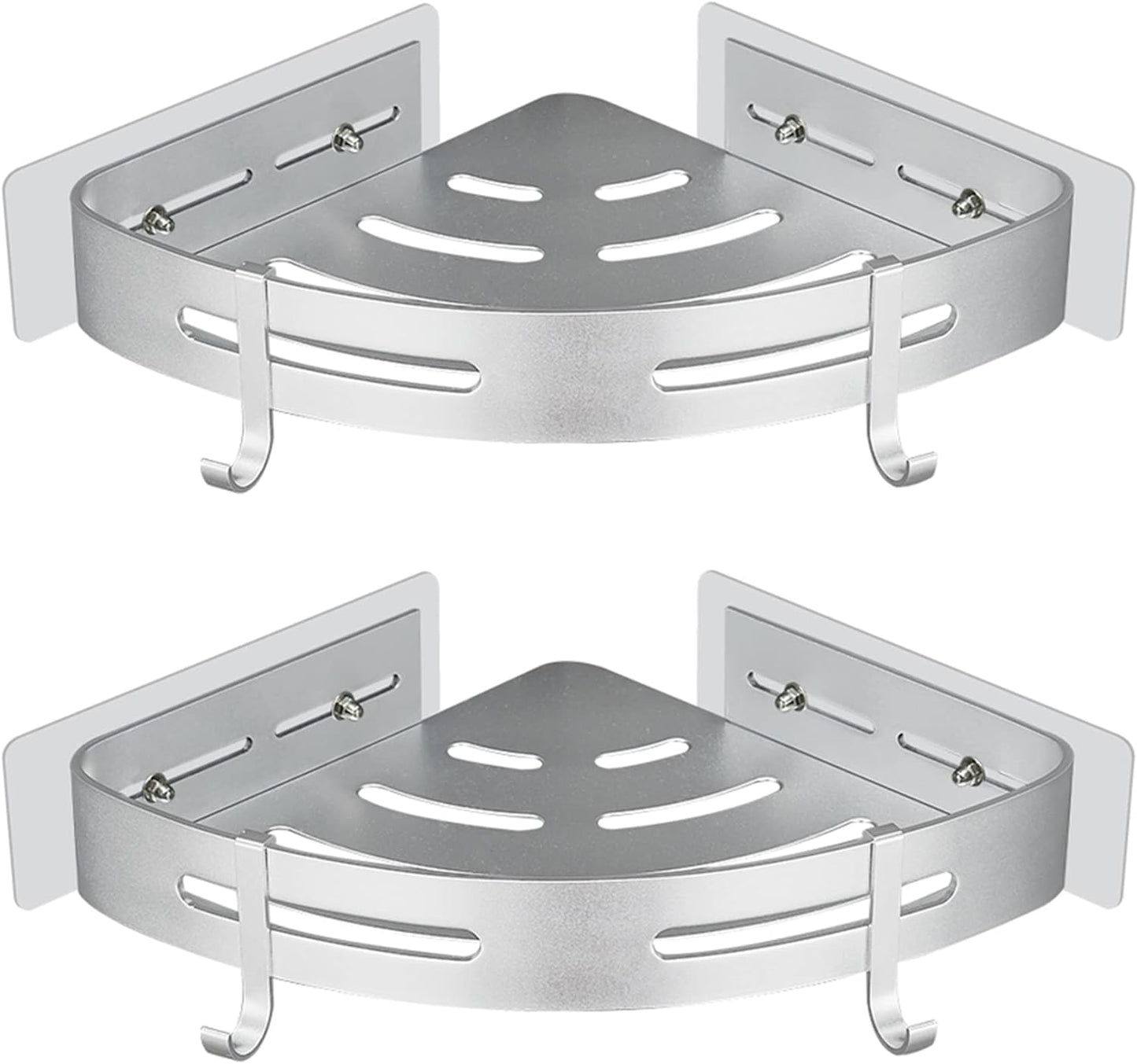 Eck-Duschablage ohne Bohren, 2 Stück, Silber Glänzend