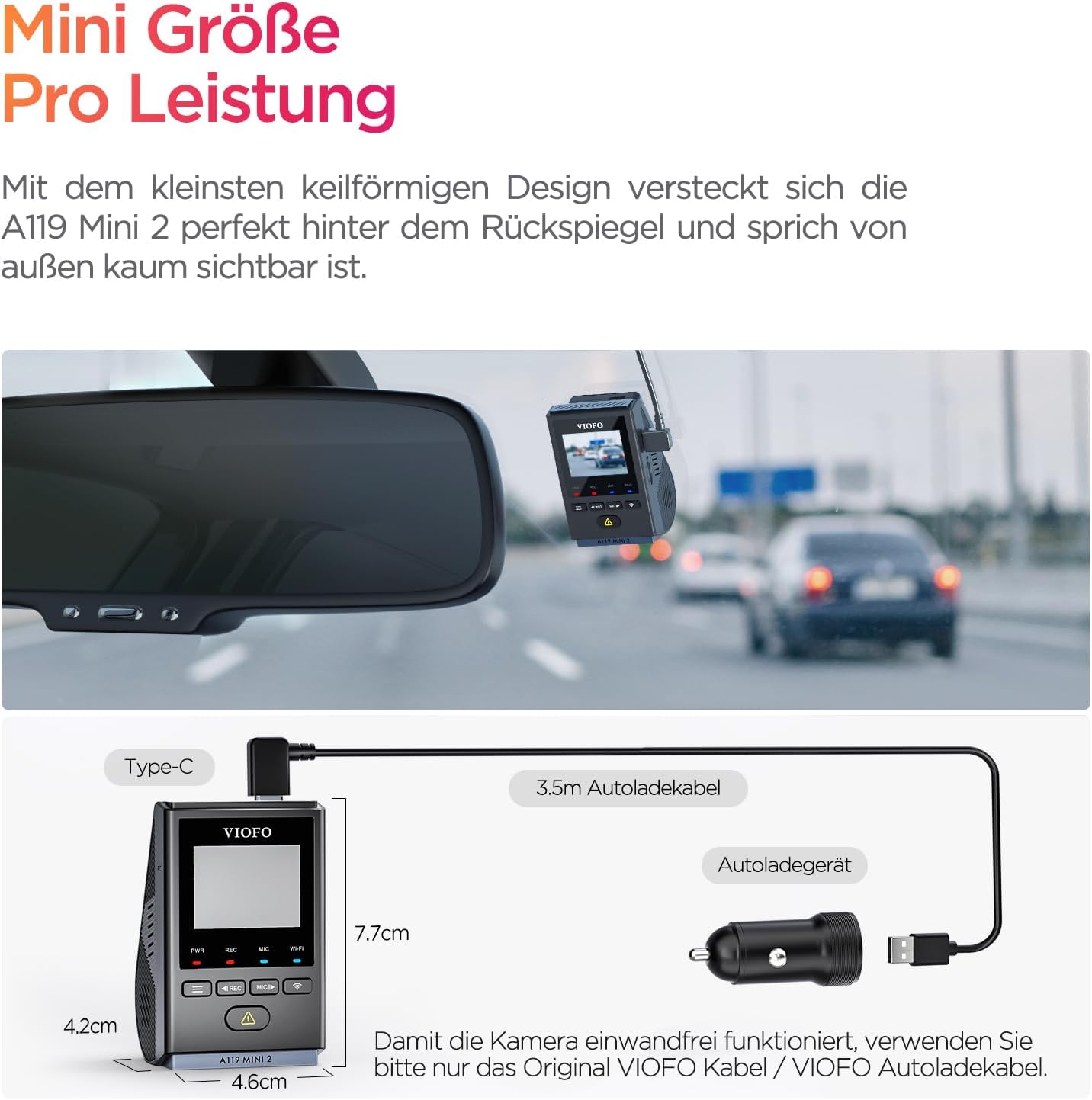 Dashcam A119 Mini 2 mit 2,7K und GPS, A119 Mini 2