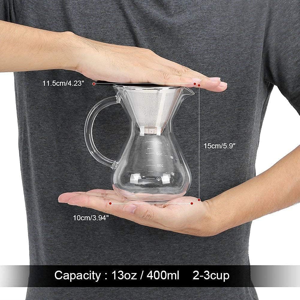 Pour Over Kaffeebereiter mit Edelstahlfilter (400ml)