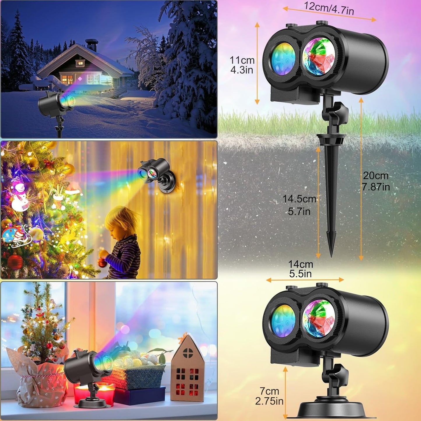LED Weihnachtsprojektor mit 24 Filmen und Fernbedienung, 24 Filme und 10 Farben
