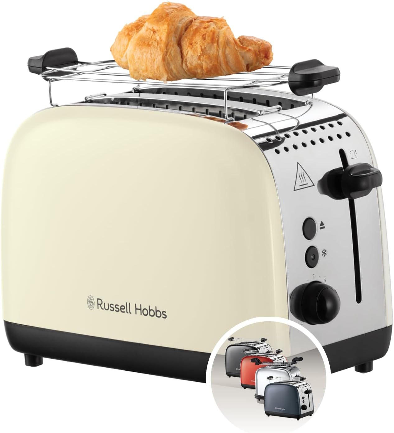 Toaster 26551-56 mit Brötchenaufsatz und Auftaufunktion, Creme