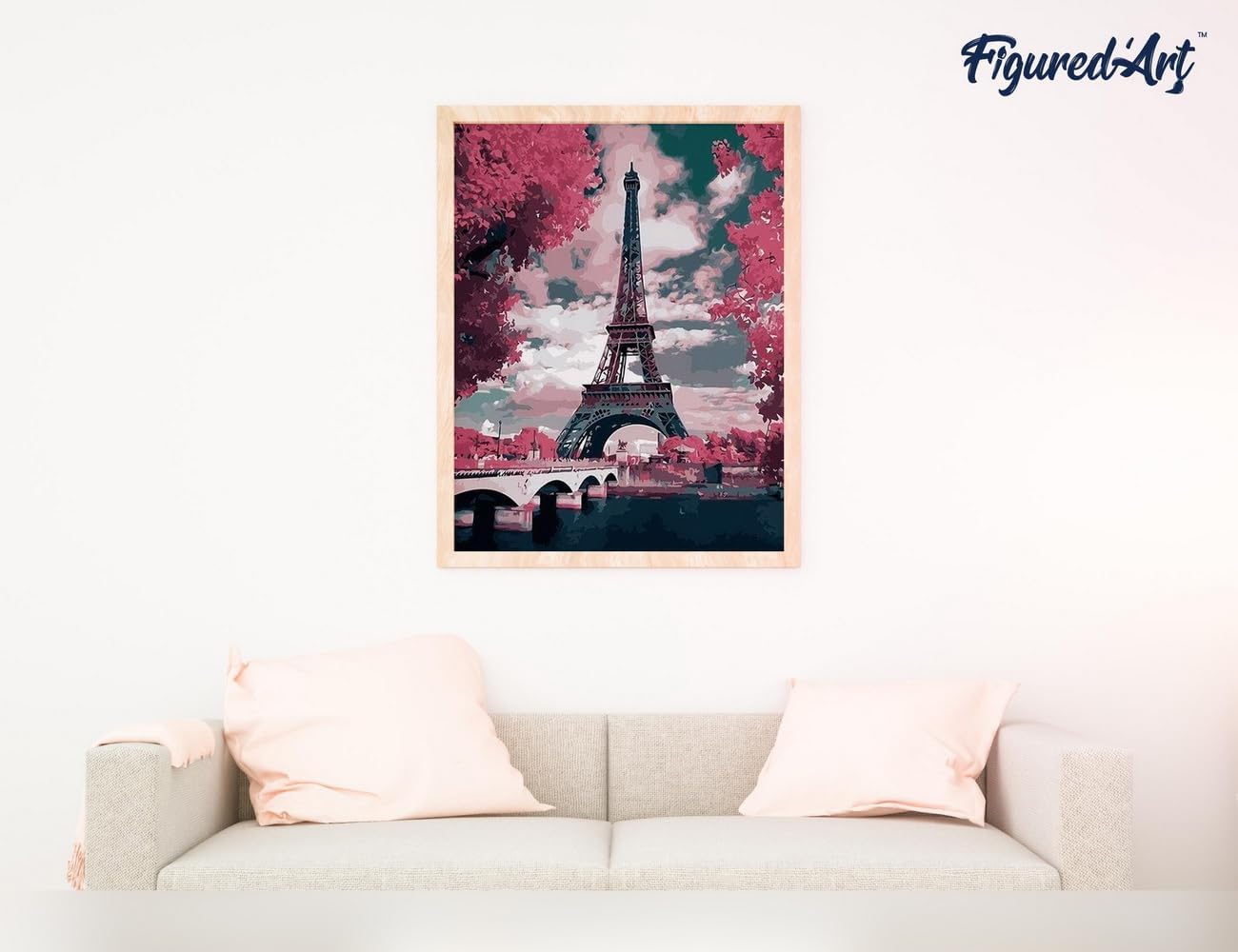 Malen nach Zahlen Set - Eiffelturm im Frühjahr, Eiffelturm im Frühjahr 40x50cm Mit Keilrahmen (nicht gespannt)