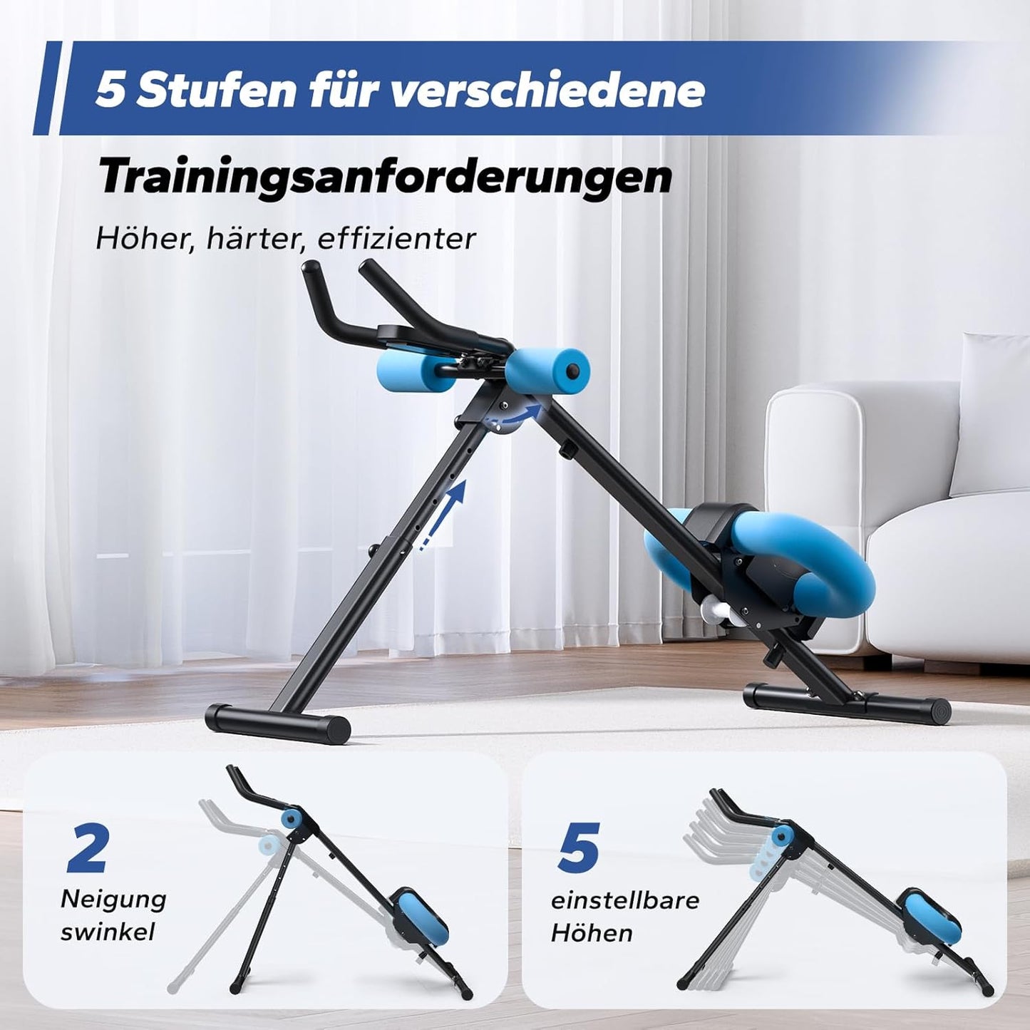 Bauchmuskeltrainer mit LCD-Monitor für Zuhause, Schwarz