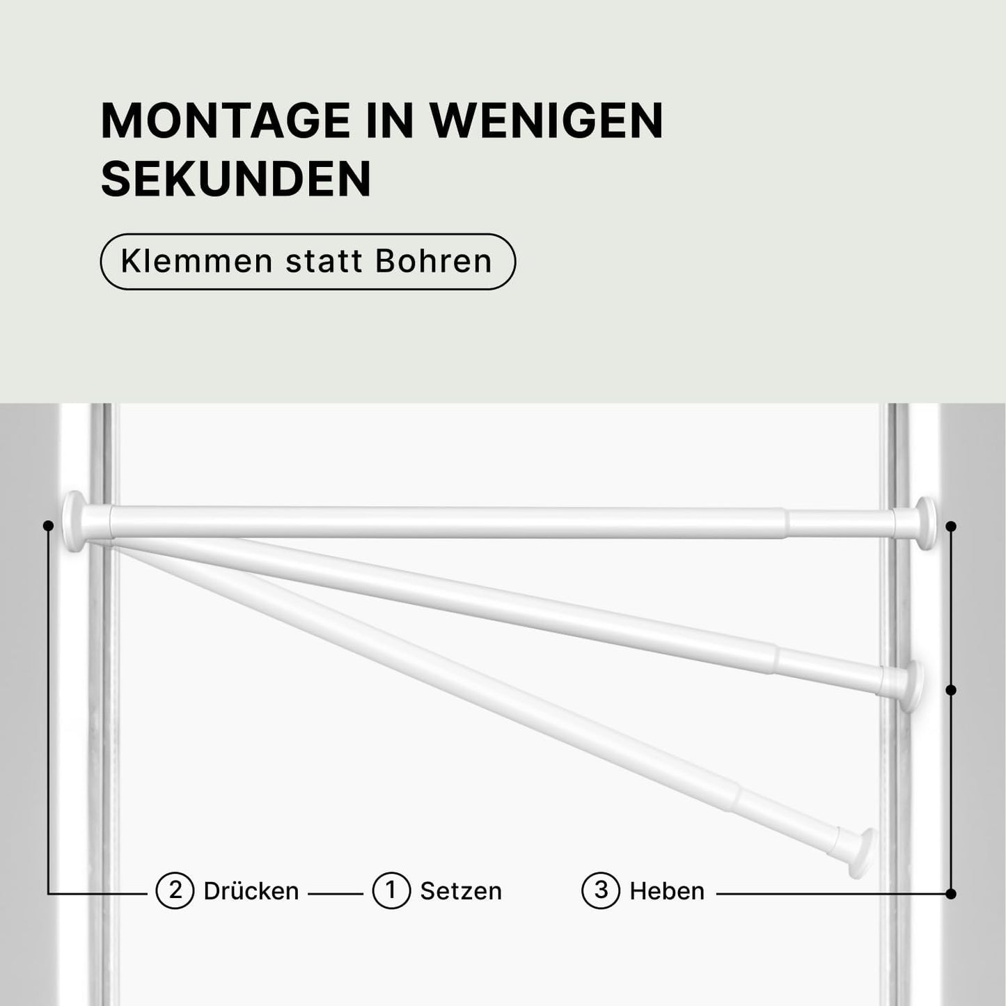 Teleskop-Klemmstange ohne Bohren (70-120 cm), 70-120 cm Weiss