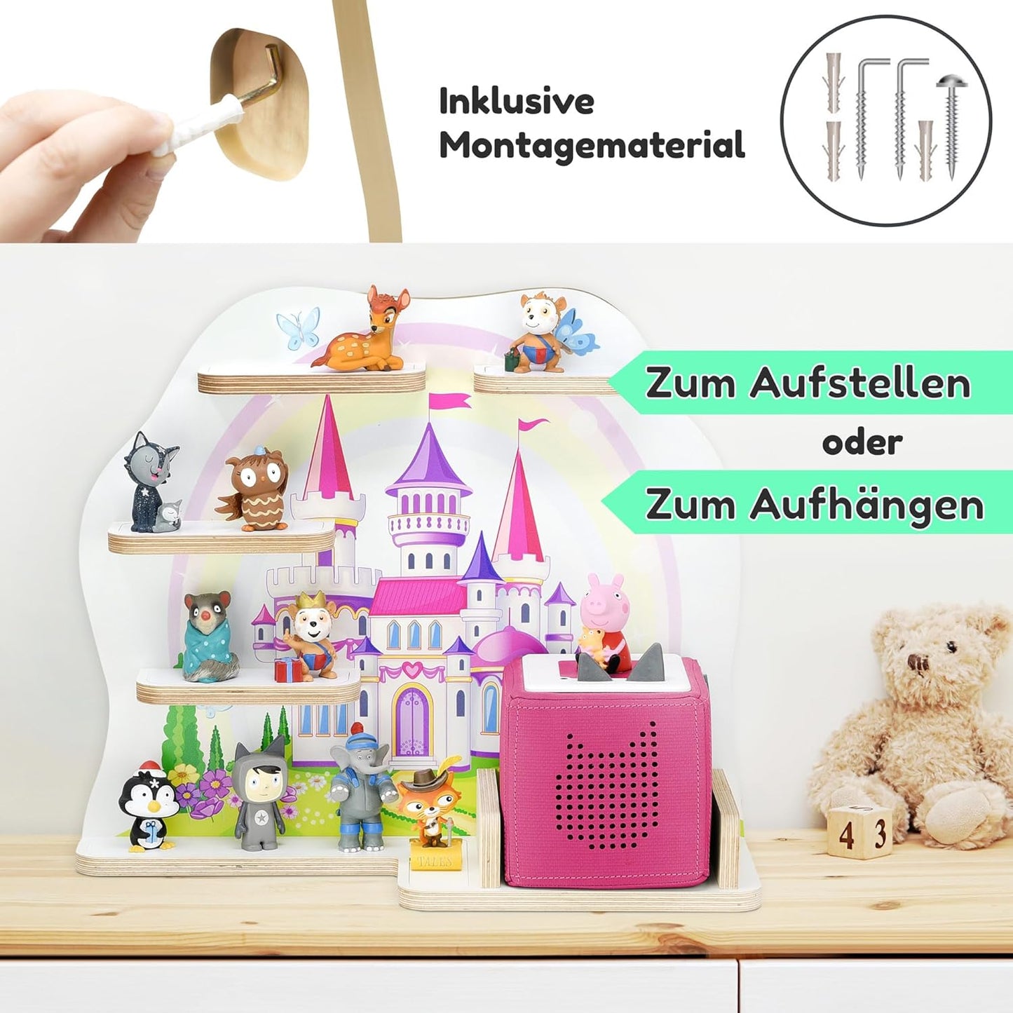 Tonie Regal für 35 Tonies, Märchenschloss, Kompakt Märchenschloss