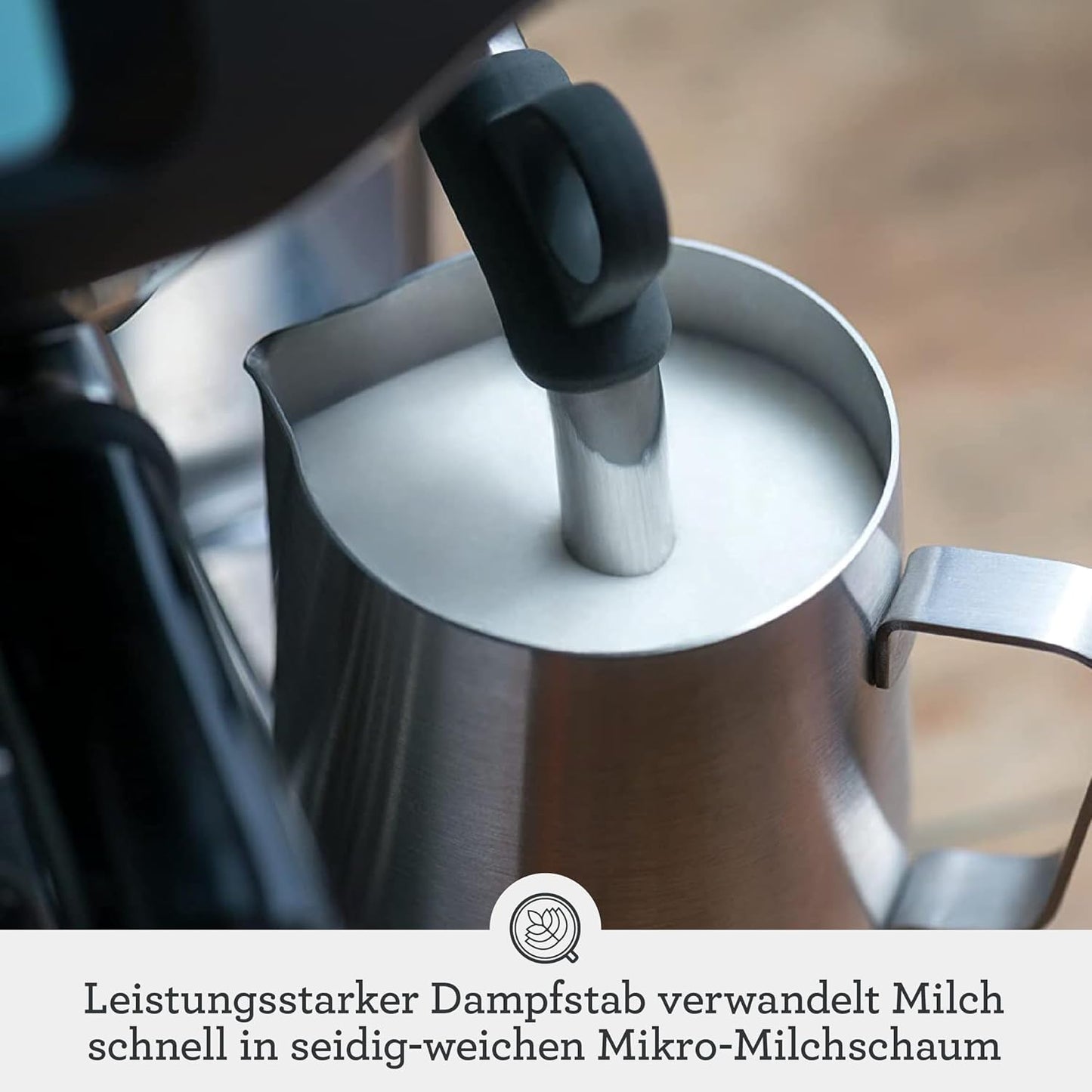 Barista Pro Siebträgermaschine mit Milchaufschäumer, Gebürsteter Edelstahl