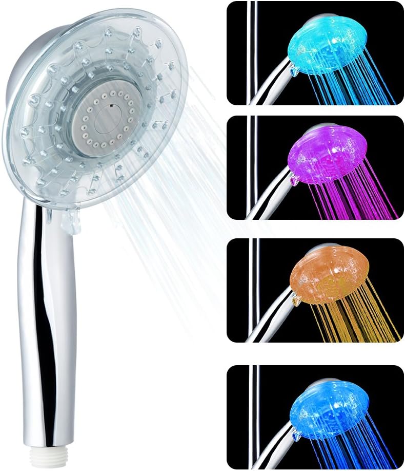 LED Duschkopf mit Farbwechsel und Wasserdurchflussregelung, 7 Farben