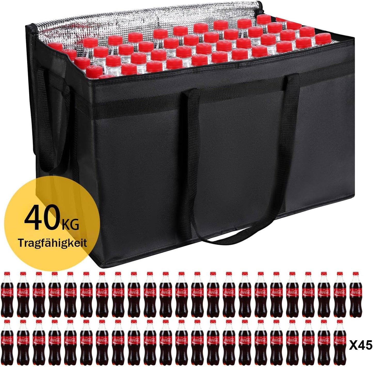 2-teiliges Kühltaschen Set, 57 cm x35.5cm x 38 cm / Schwarz / 2