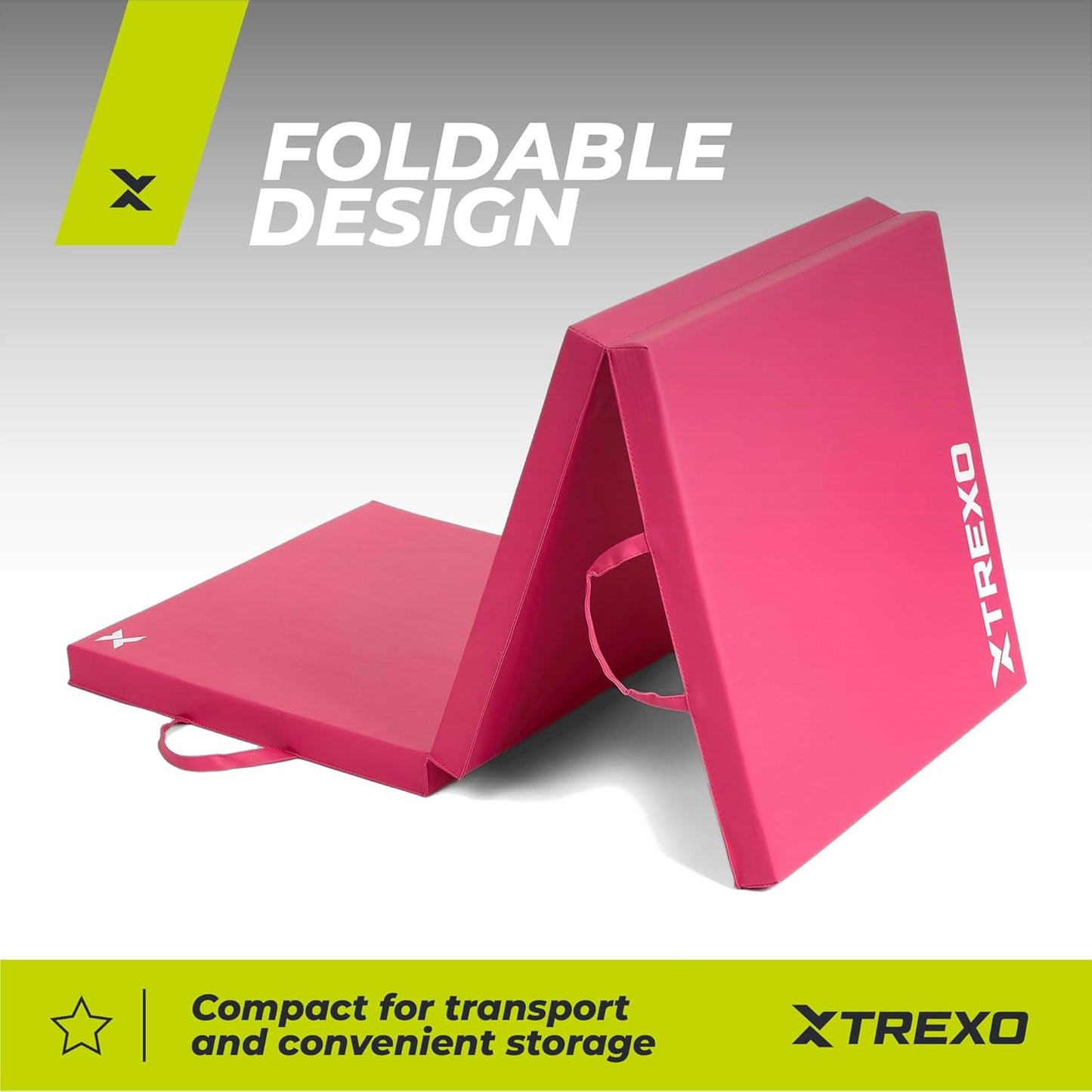 Faltbare Gymnastikmatte 180x60x5 cm, 3 Segmente, Rosa