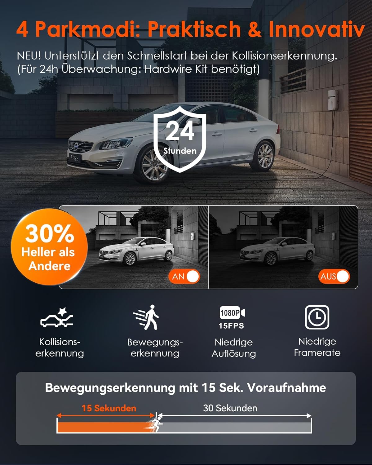 Dashcam E2 Dual-Kamera mit 2.7K Auflösung und GPS