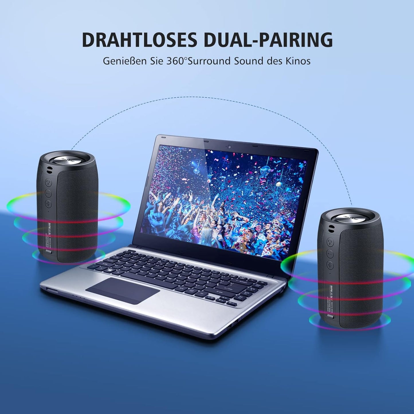 Bluetooth-Lautsprecher S32 mit IPX5 und 12h Spielzeit, Schwarz
