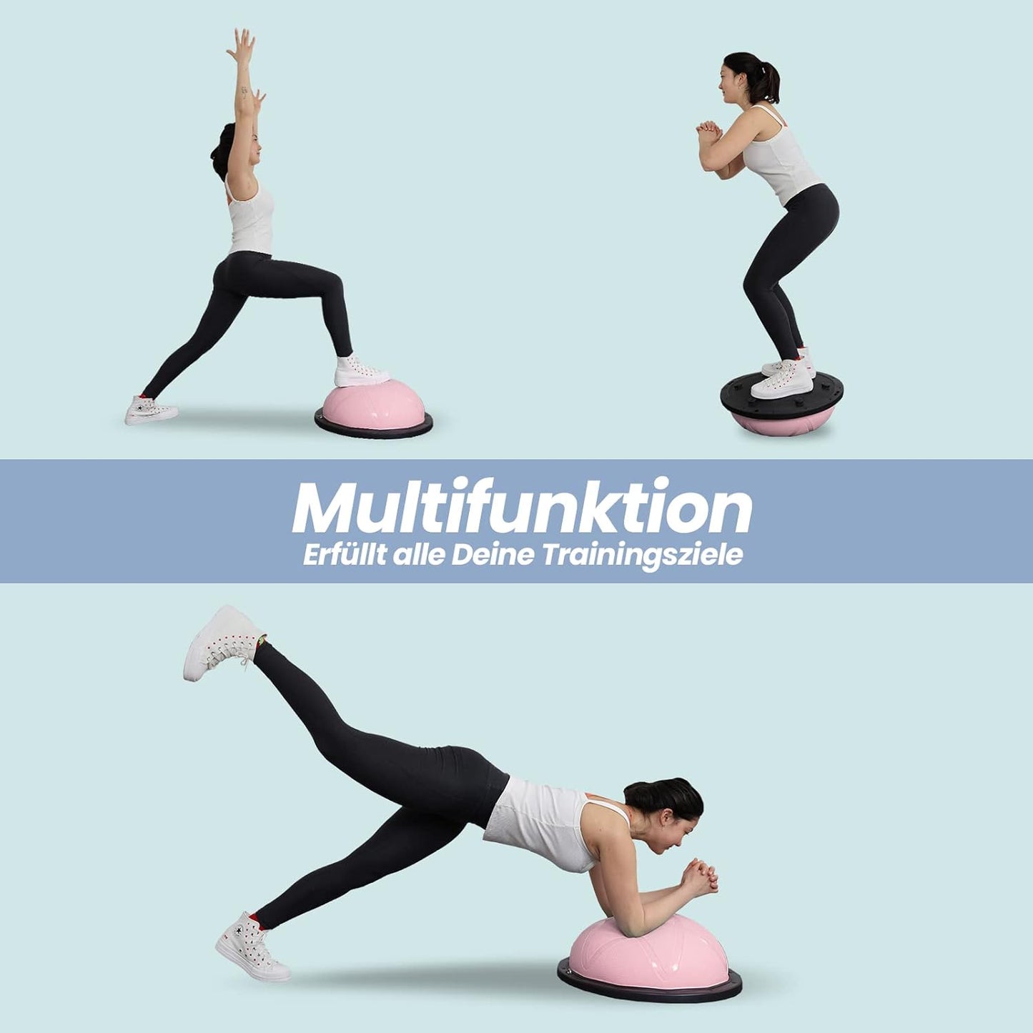 Balance Ball mit Fitnessbändern, Rosa