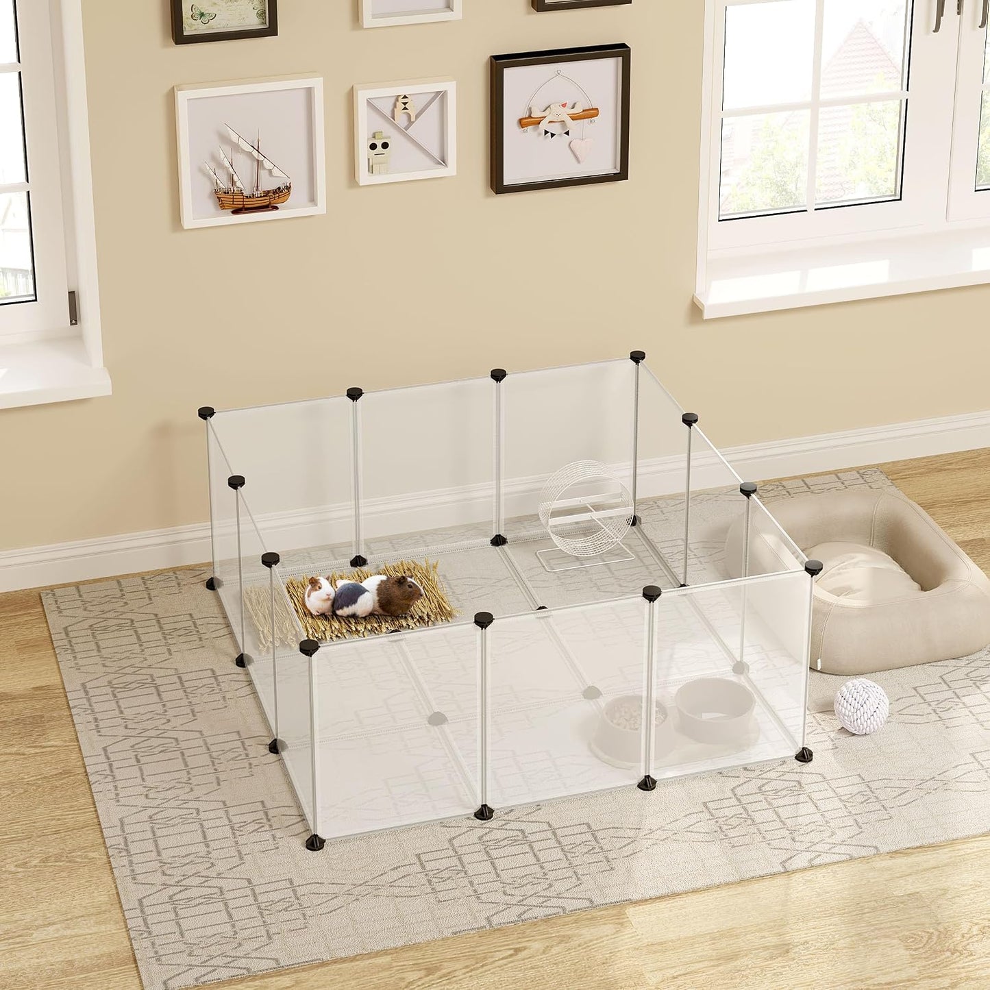 Freigehege für Kleintiere mit Bodenplatten, Transparent
