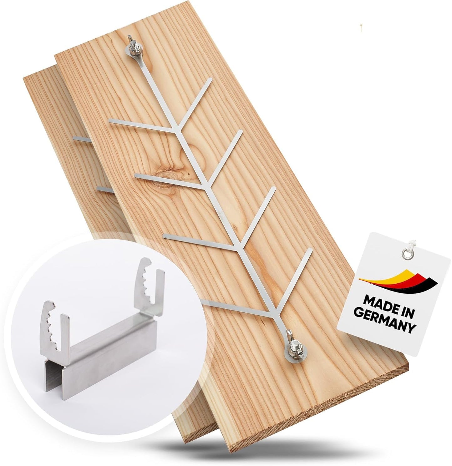 Flammlachsbrett-Set für Grill & Feuerschale (4 Stück), Lärche 4er Set