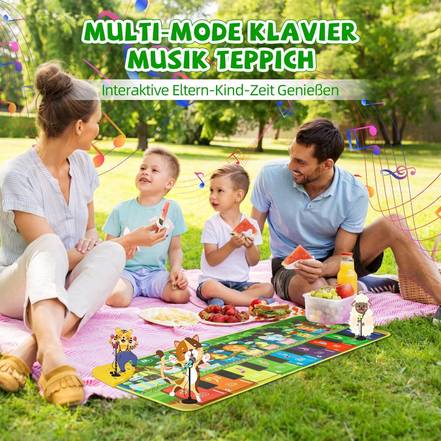 Musikmatte für Kinder mit 19 Liedern und 10 Tiergeräuschen