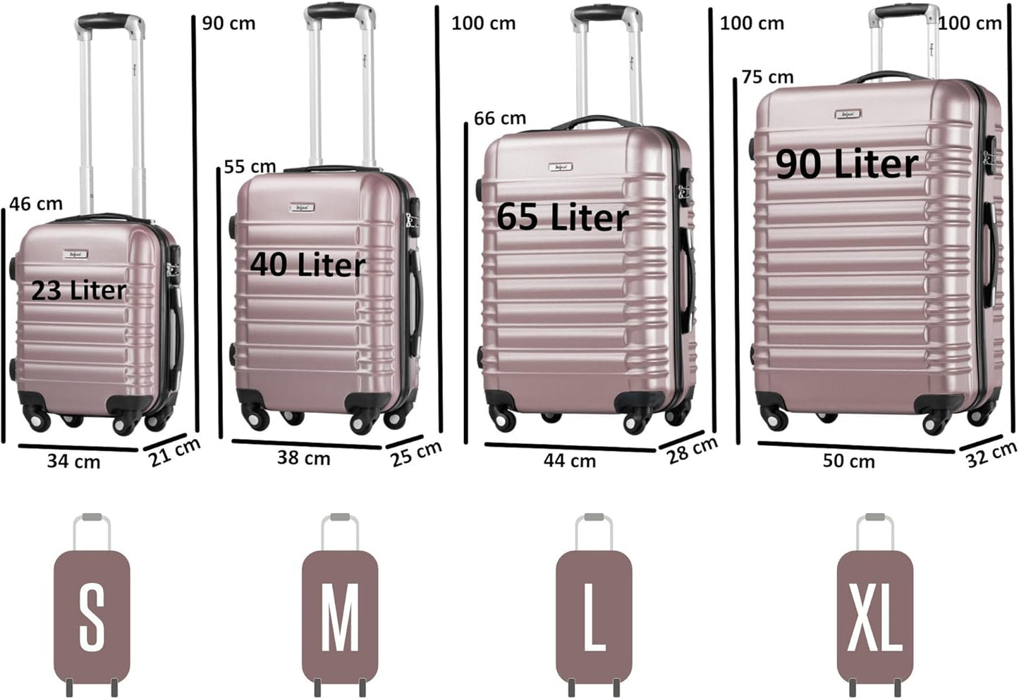 4-tlg. Hartschalenkoffer Set, Rosé