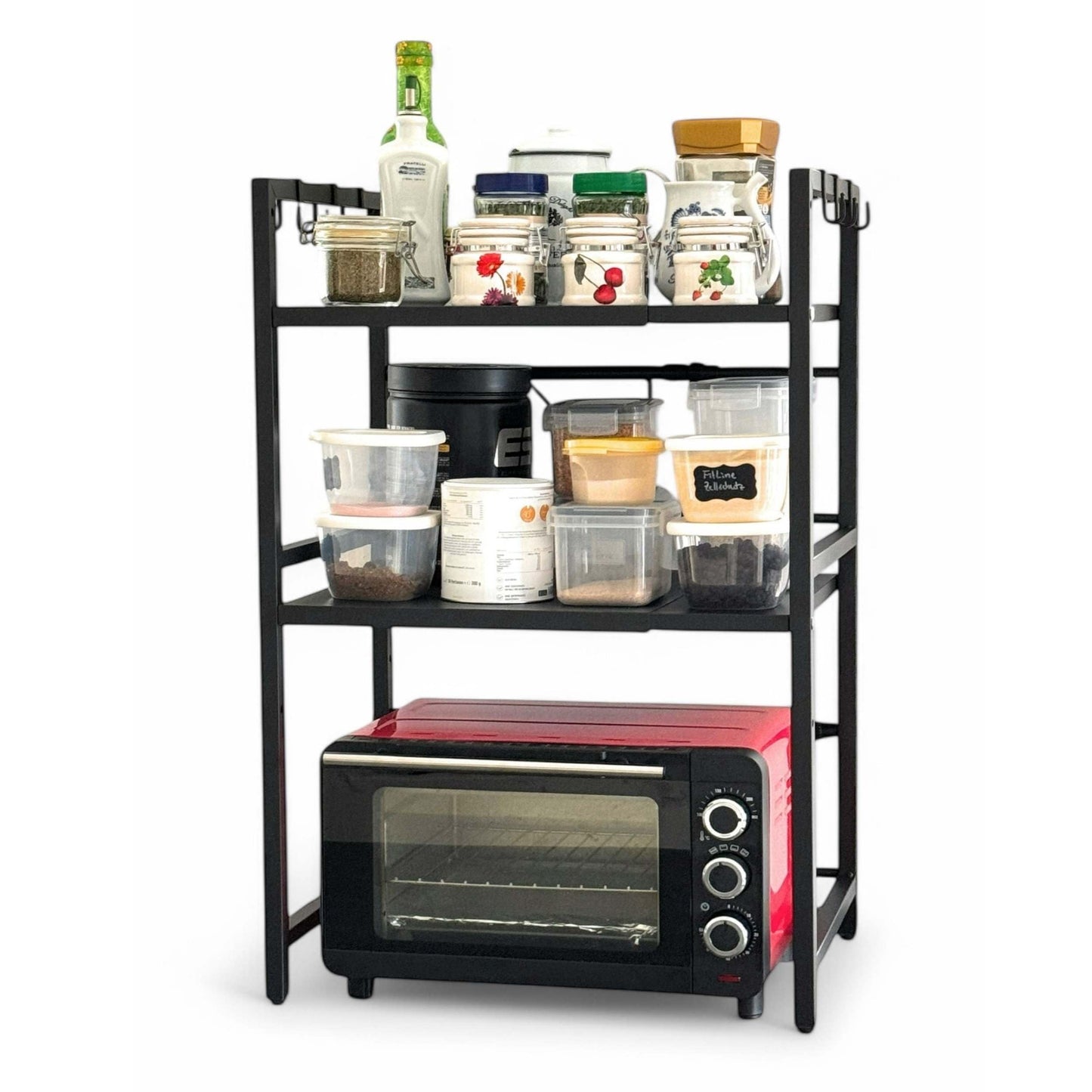 Verstellbares Mikrowellenregal 3-stufig, Schwarz 3 Stufig / Höhe 78 cm