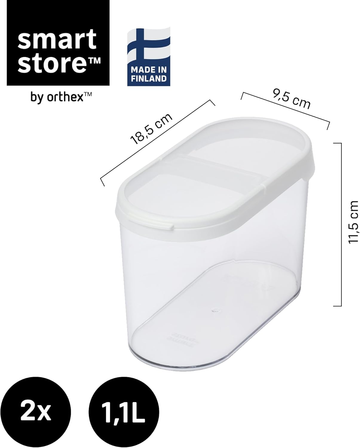 Flip Vorratsdosen, 2-teilig, 1,1 L / 2er-Set mit Klappdeckel