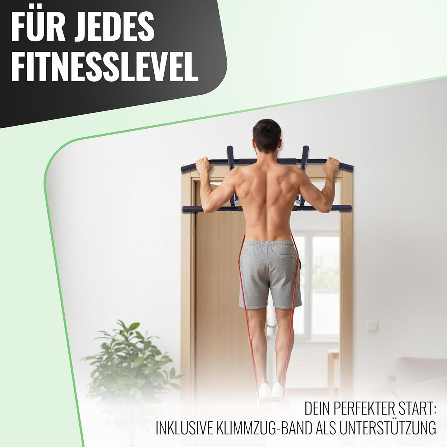 Klimmzugstange für Türrahmen (bis 90cm), Schwarz Profi Klimmzustange