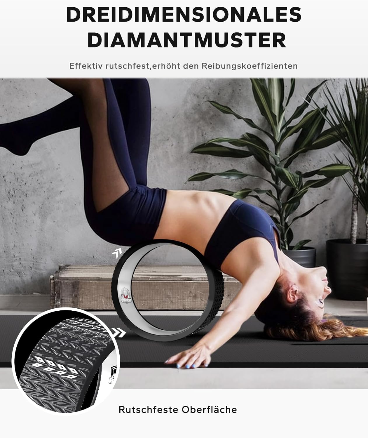 Yoga Rad Set mit Gymnastikball und Pumpe, Schwarz 30CM 1