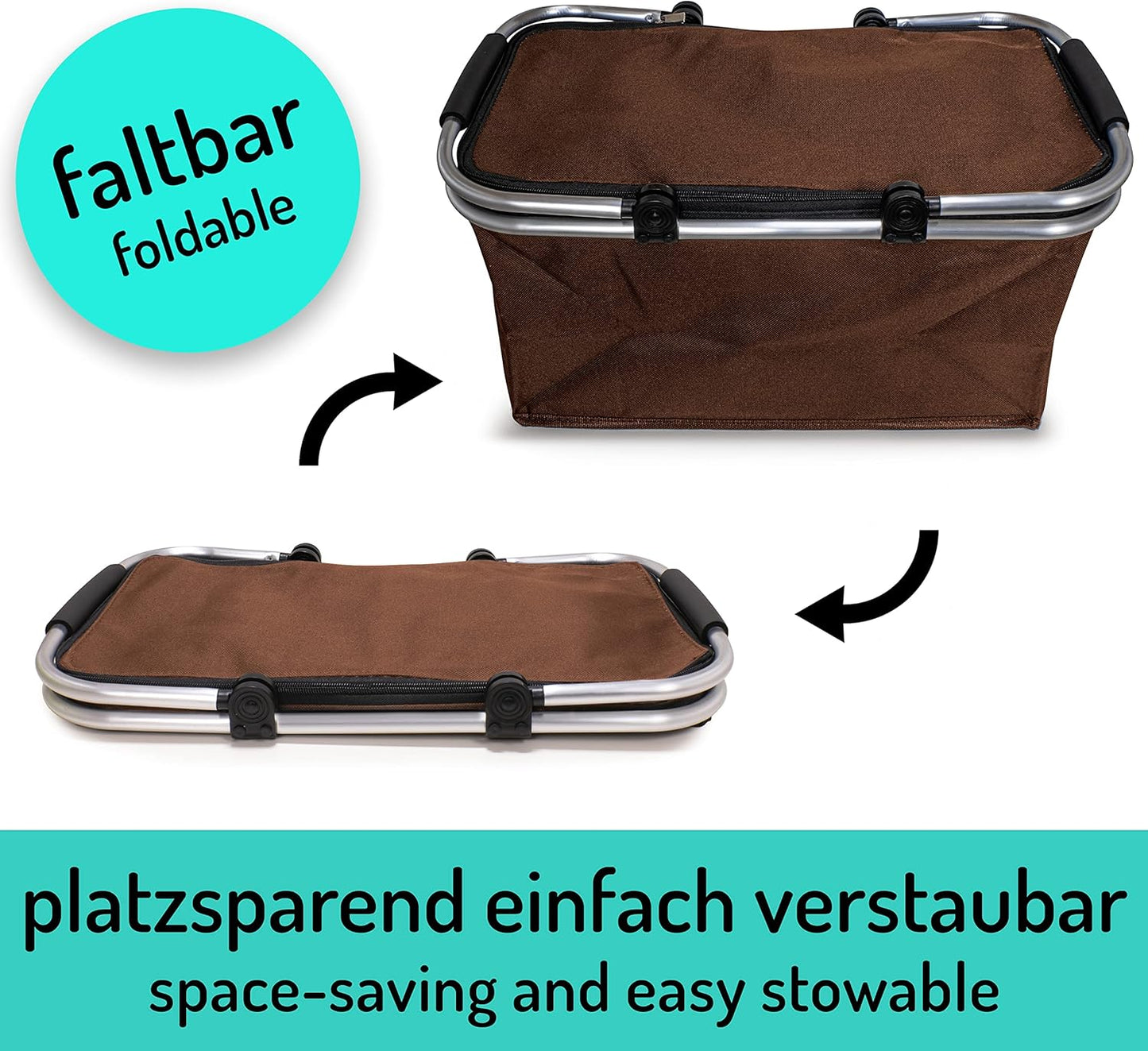 Faltbarer Einkaufskorb, Normal - 1x Pack Braun