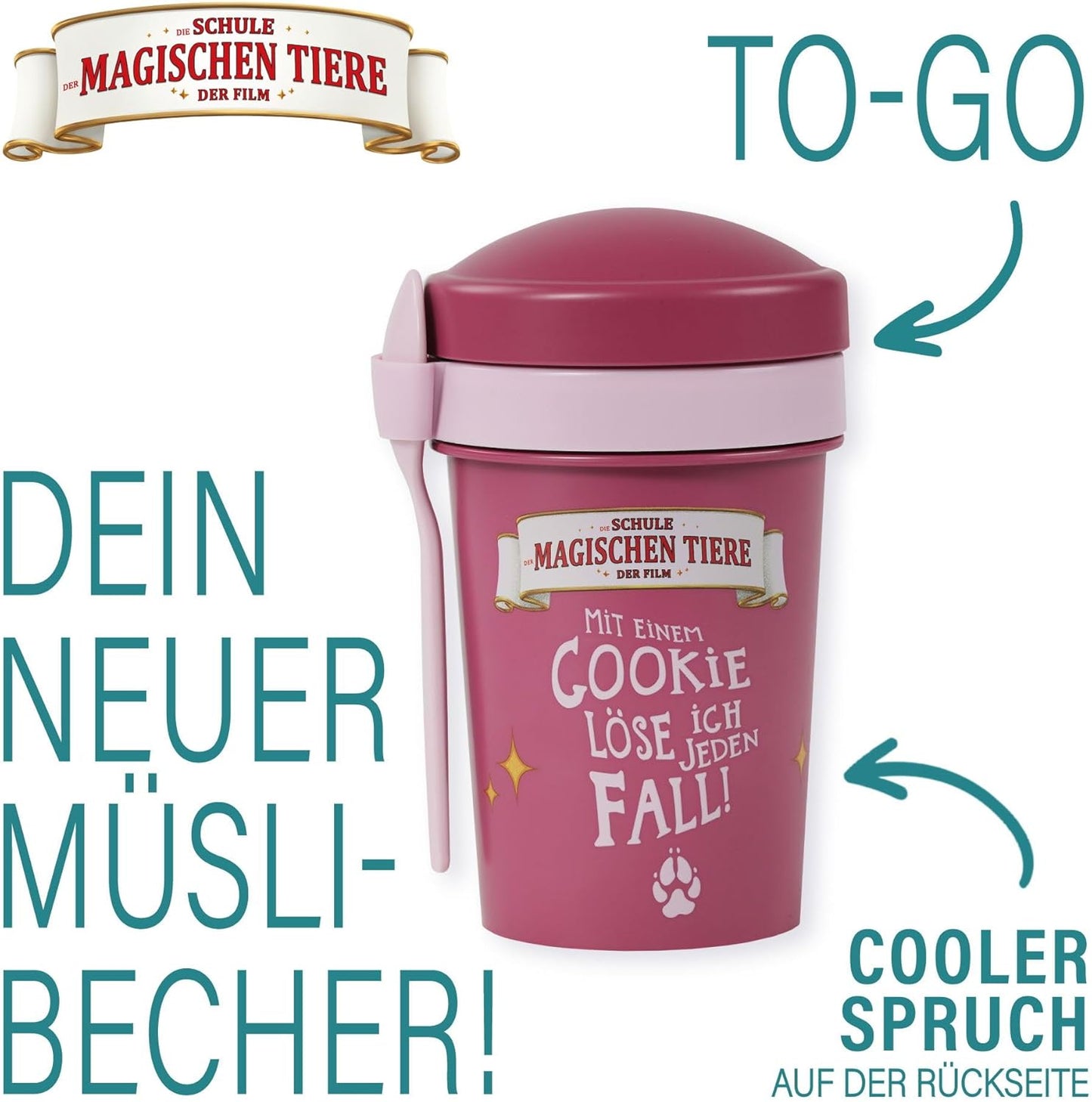 Auslaufsicherer Müslibecher To Go: Die Schule der Magischen Tiere, Rot