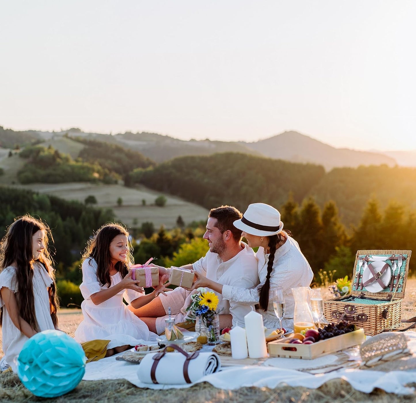 Picknickkorb mit abnehmbarem Schultergurt, Picknickkorb für 2 Personen - Grün / 1