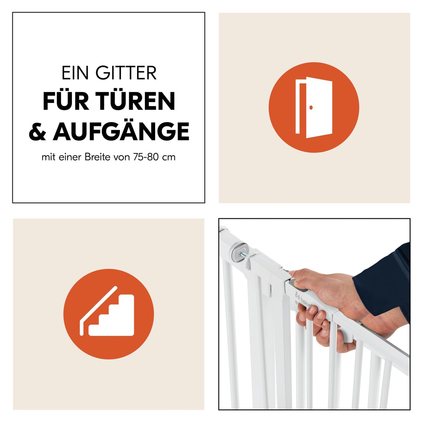 Treppenschutzgitter Open N Stop 2, Basisgitter / 75 - 80 cm / White