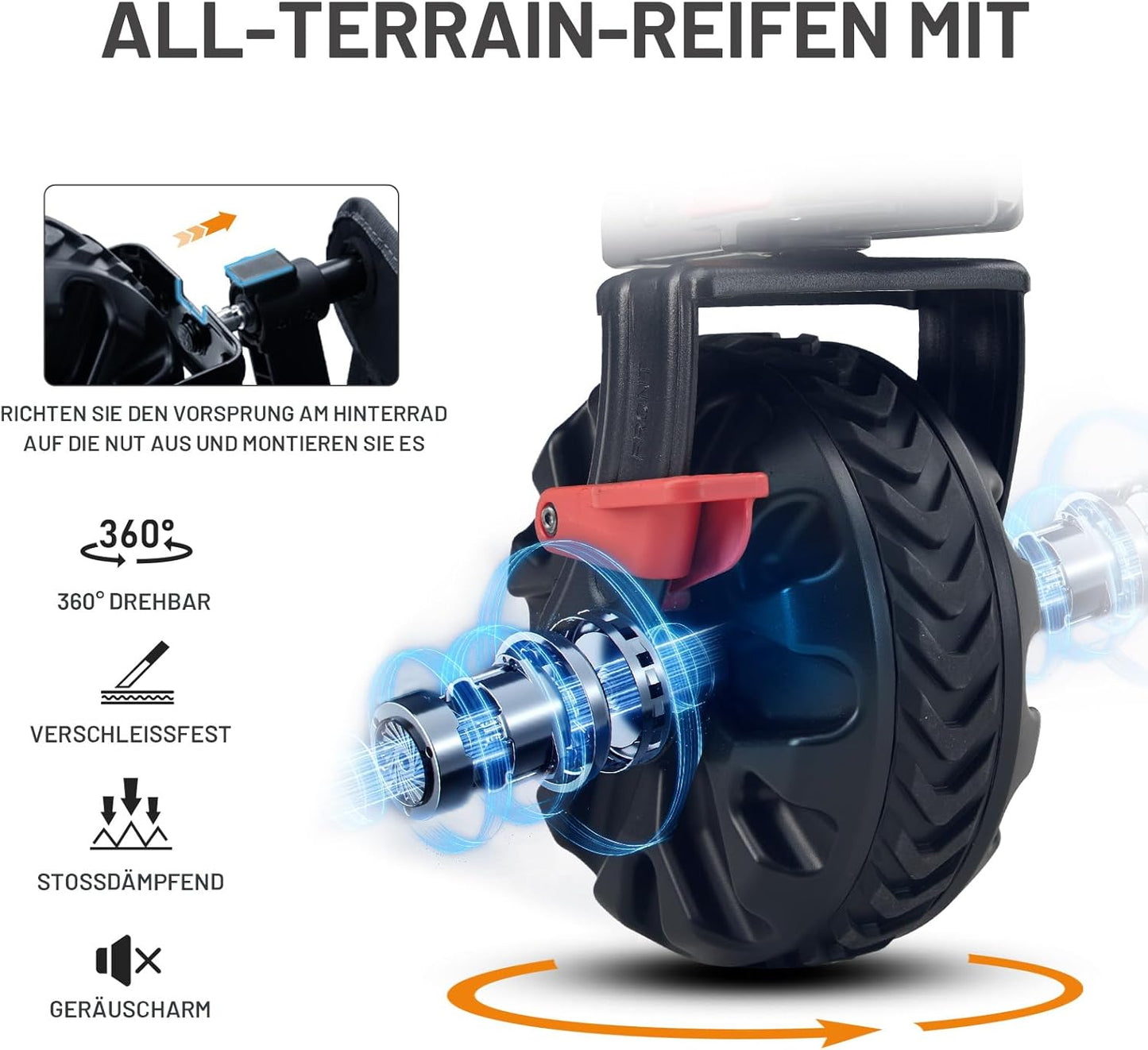 Faltbarer XXL-Bollerwagen mit Bremsen, Schwarz