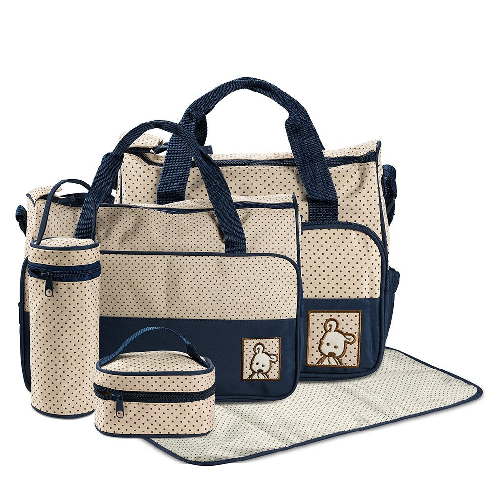 5-teiliges Wickeltaschen-Set, Blau