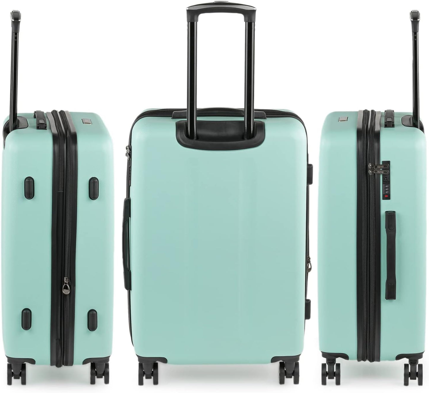 Hartschalenkoffer mit 4 Rollen und Dehnungsfalte, Grün 64 cm
