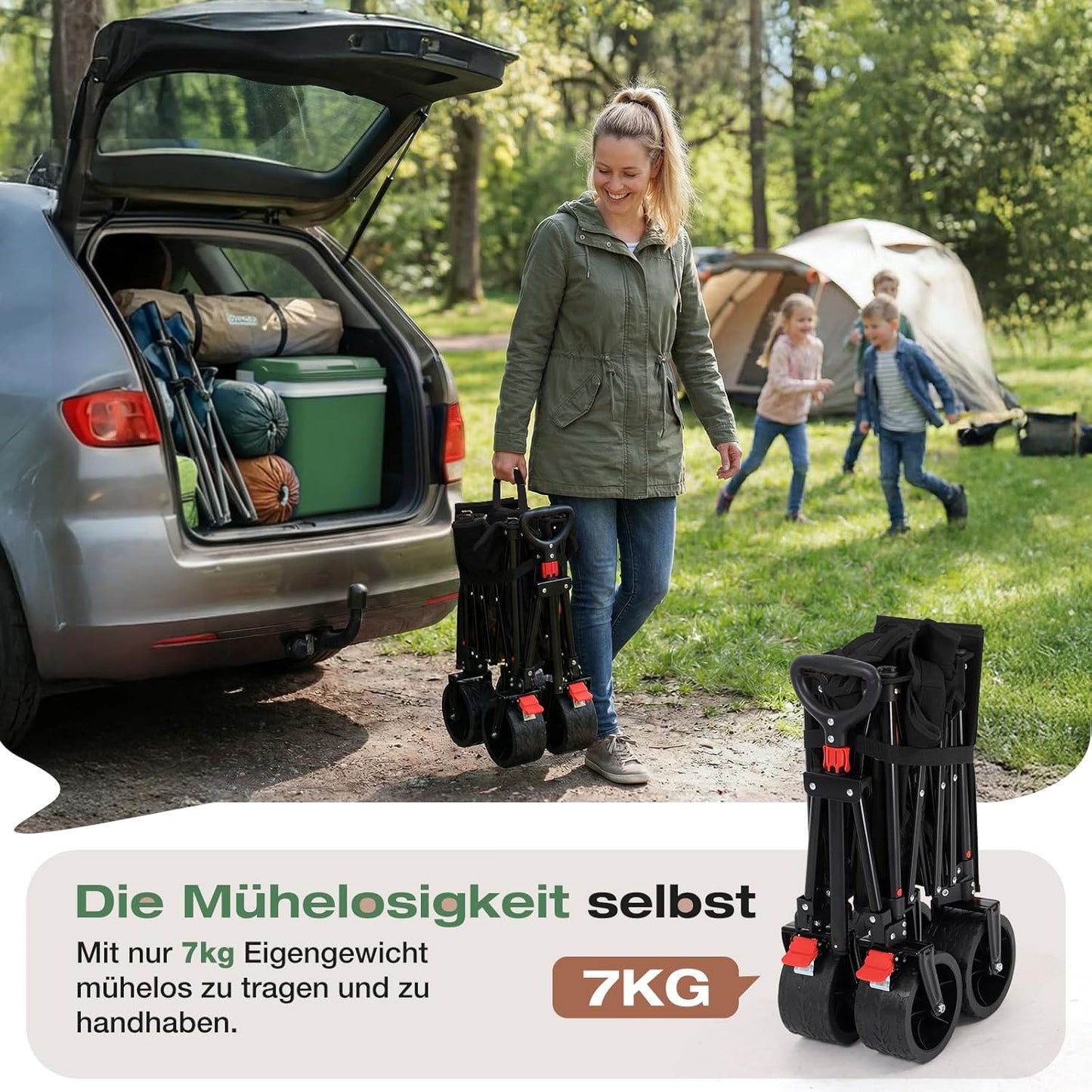 Faltbarer Bollerwagen 4031 All Terrain, Schwarz 135L