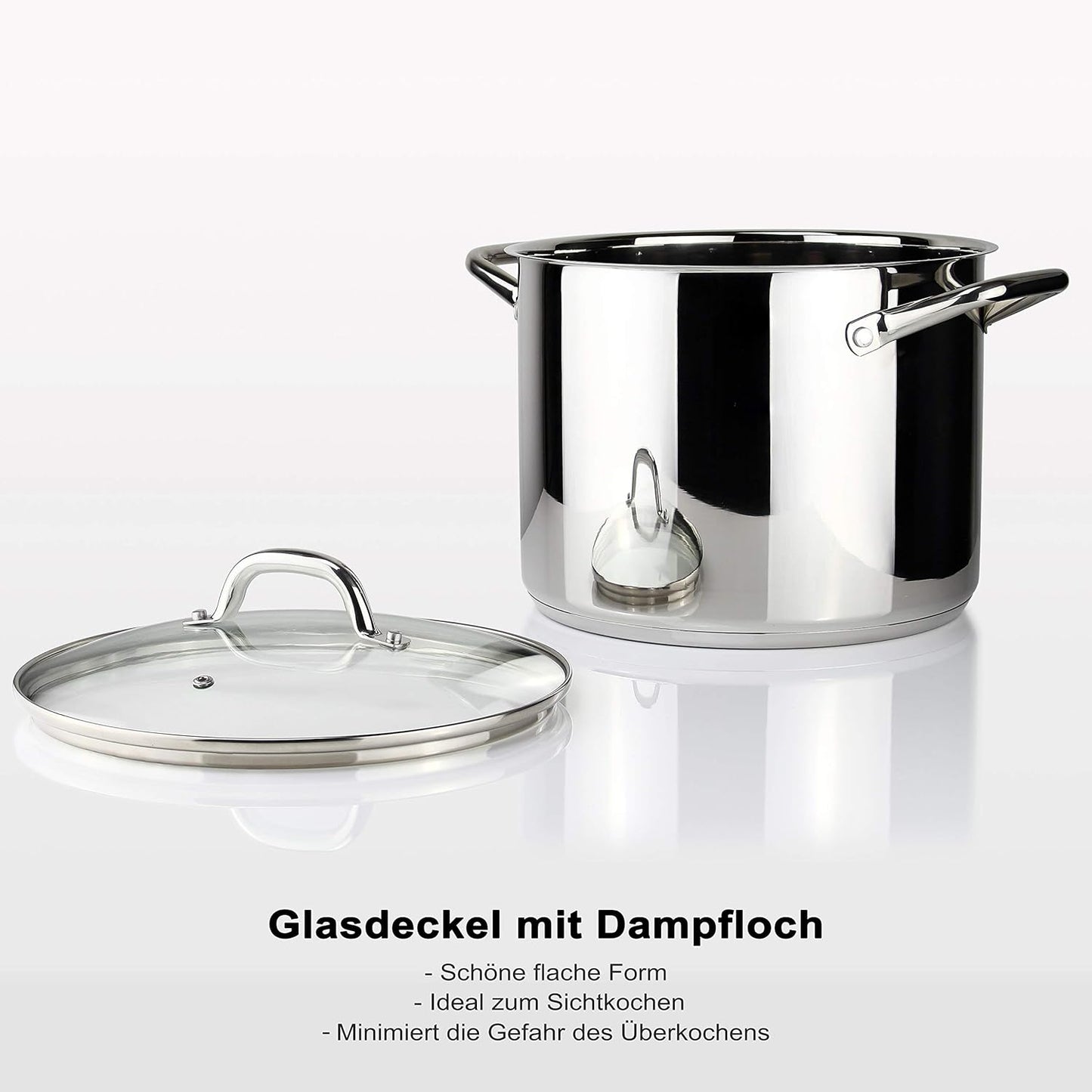 Suppentopf inkl. Glasdeckel mit Dampfloch, 10 liter