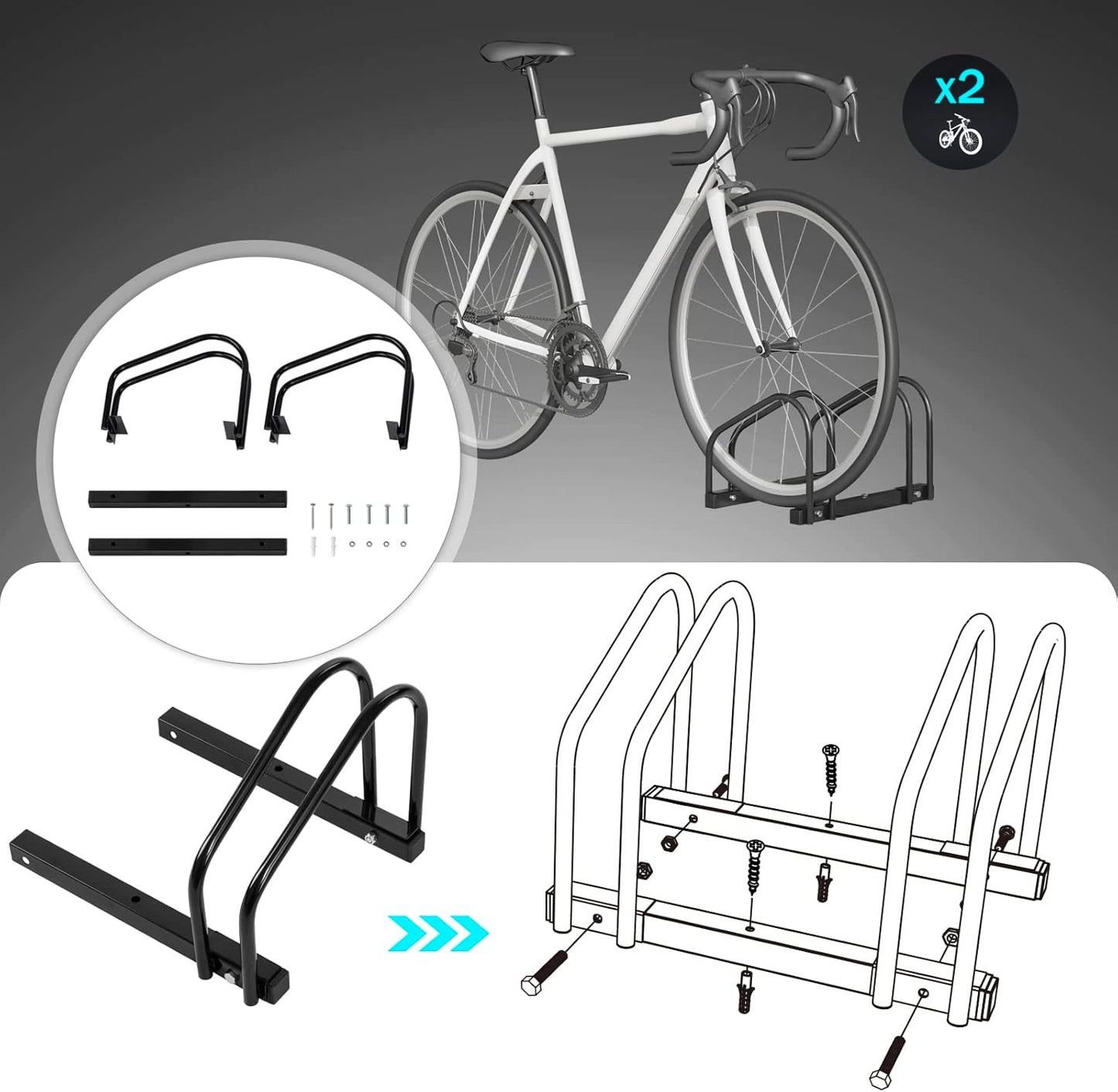 Veloständer, 2 Fahrräder / Schwarz