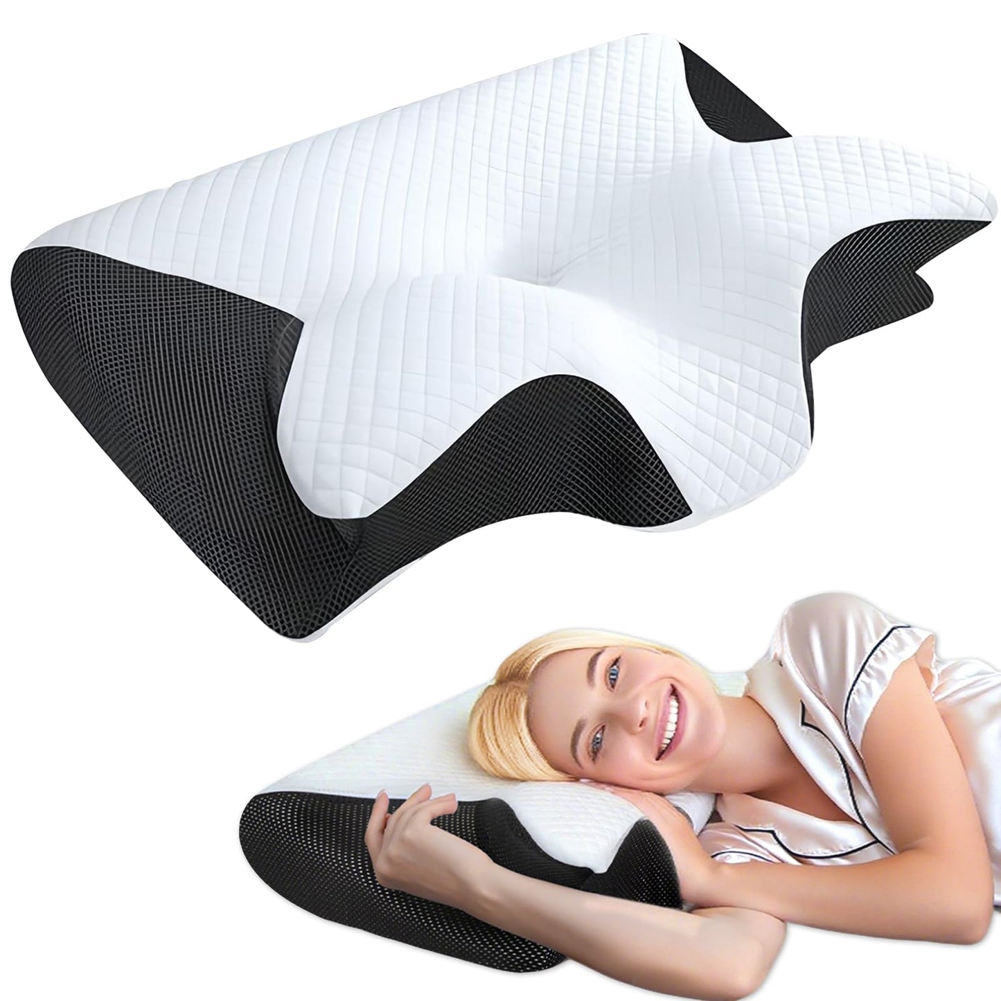 Ergonomisches Nackenkissen aus Memory Foam, Schwarz