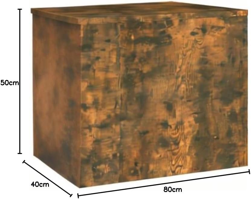 Höhenverstellbarer Couchtisch mit Stauraum, Räuchereiche, 80 x 50 x 41.5 cm