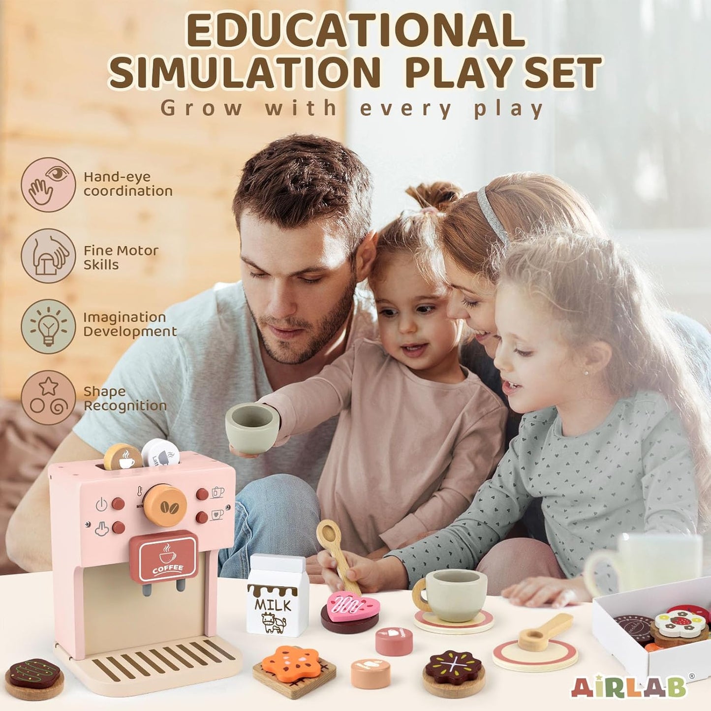 Kinderküche Kaffeemaschine-Spielset, Rosa