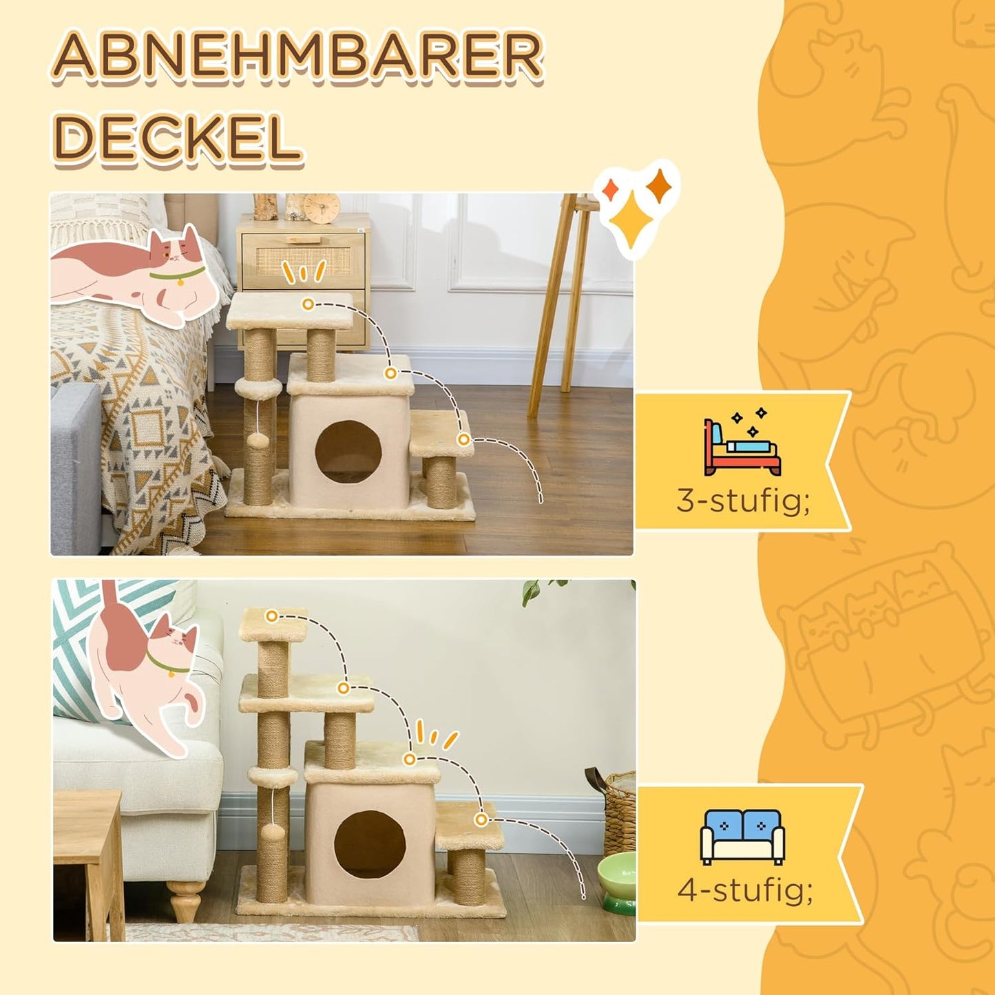 Hundetreppe mit Hütte, Beige