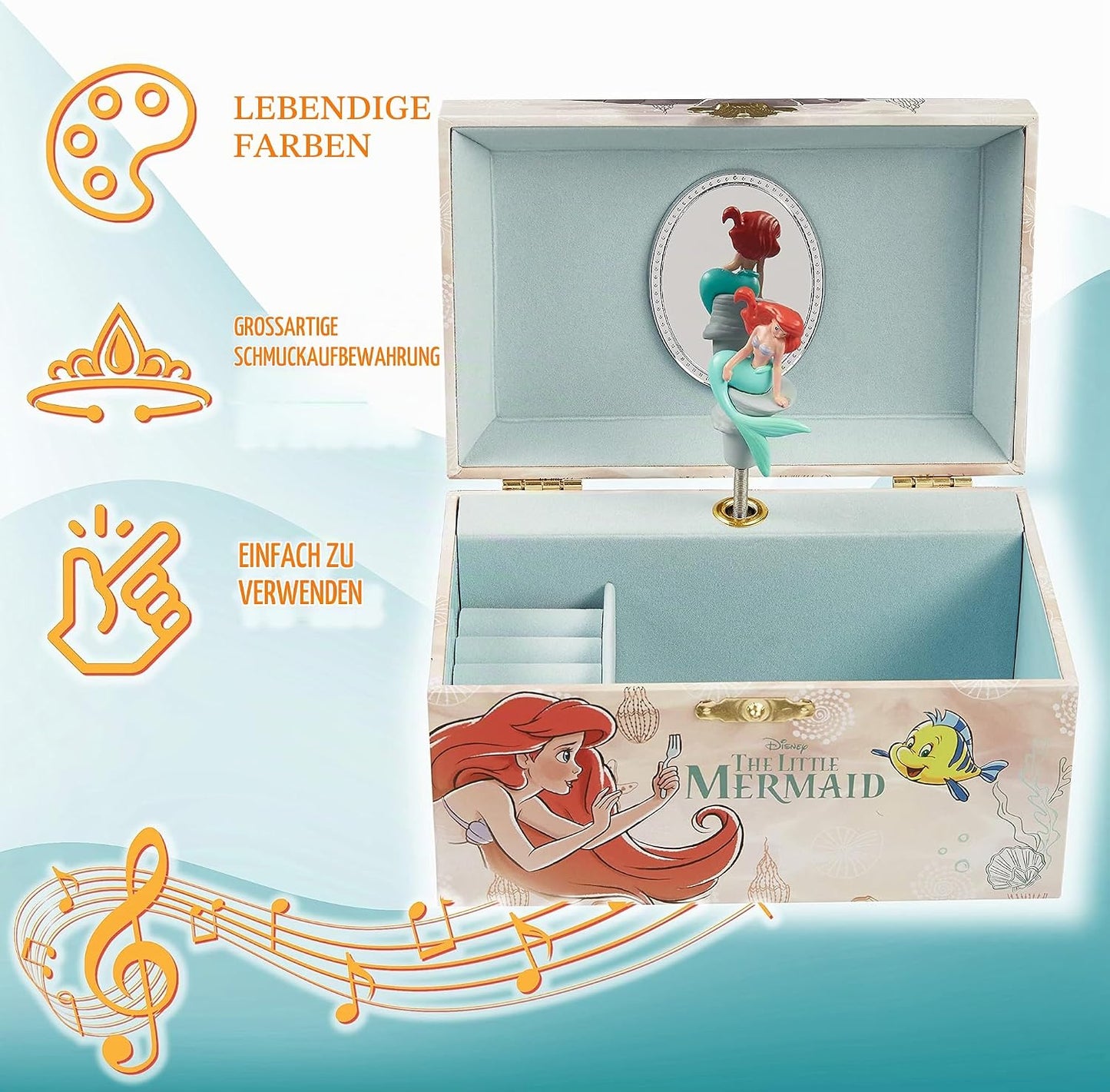 Musik-Schmuckkästchen Arielle, Rosa Arielle 18.5x12x10cm