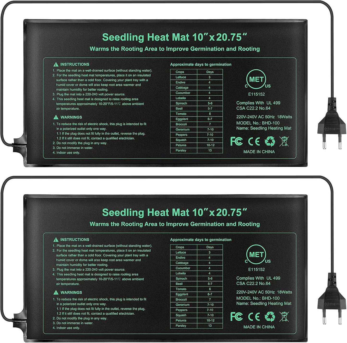 2 x Heizmatten für Sämlinge und Haustiere, seedling heat mat 2 pack
