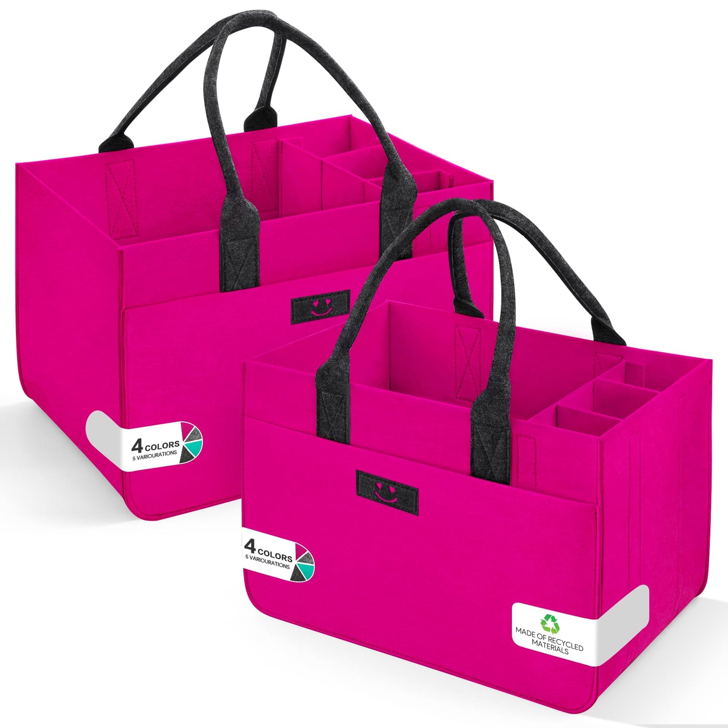 Einkaufskörbe-Set, 2 Stück Magenta/Dunkelgrau Smiley